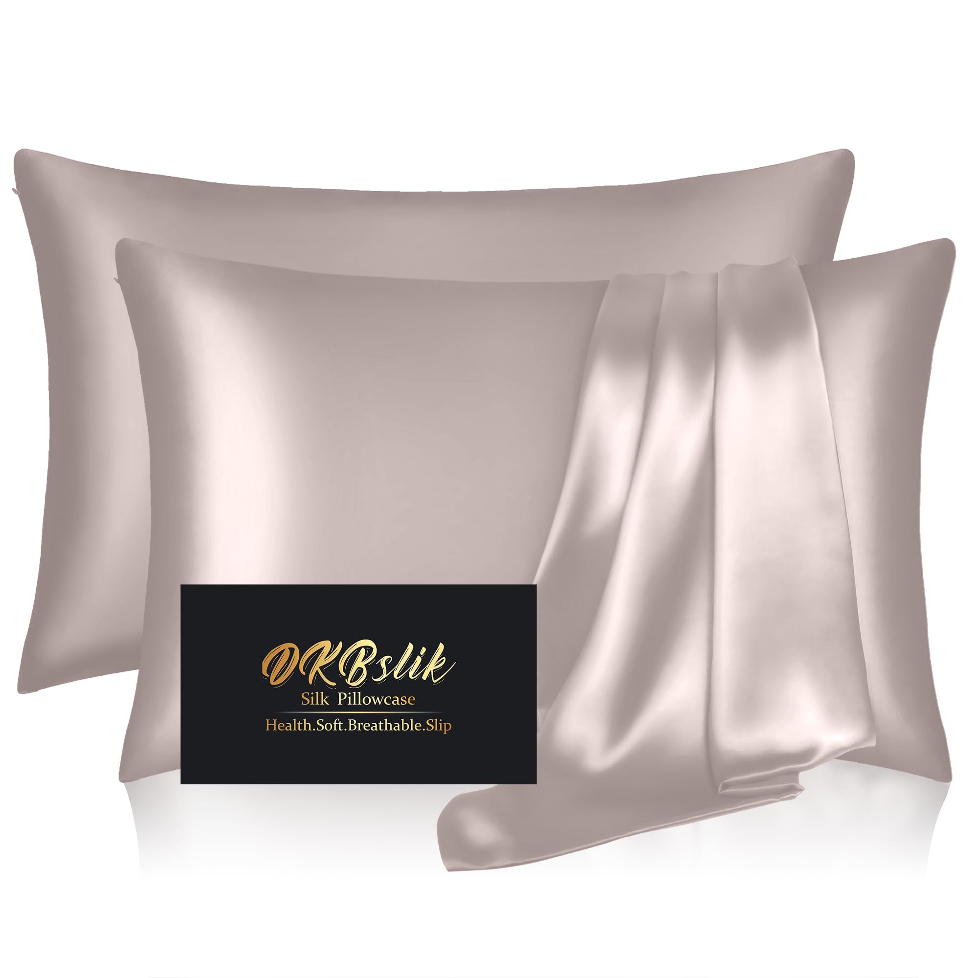 Mulberry Silk Pillowcase for Hair and Skin, Health Soft Anti Acne Cooling Beauty Sleep Natural Silk Satin Pillow Case with Hidden Zipper for Gift