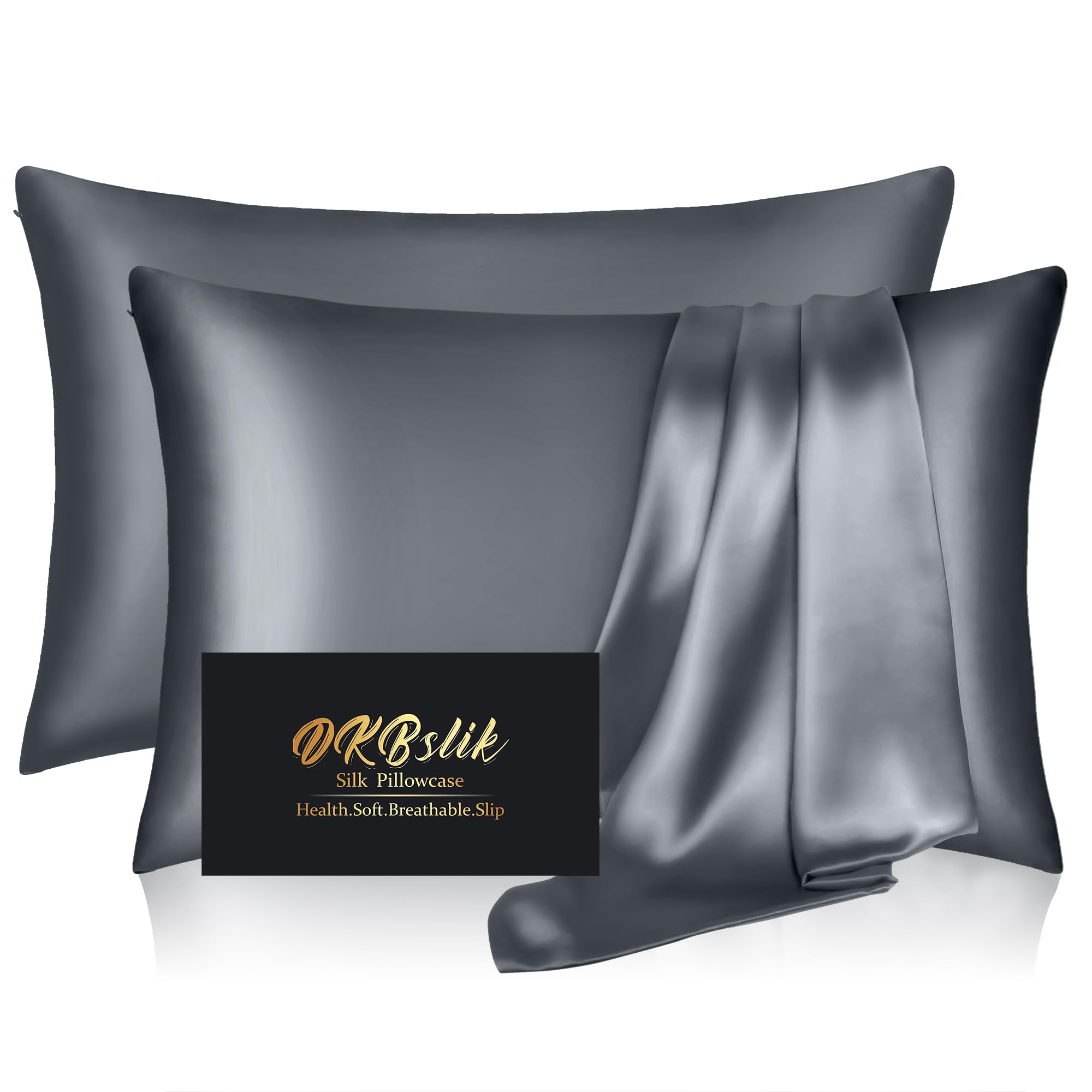 Mulberry Silk Pillowcase for Hair and Skin, Health Soft Anti Acne Cooling Beauty Sleep Natural Silk Satin Pillow Case with Hidden Zipper for Gift