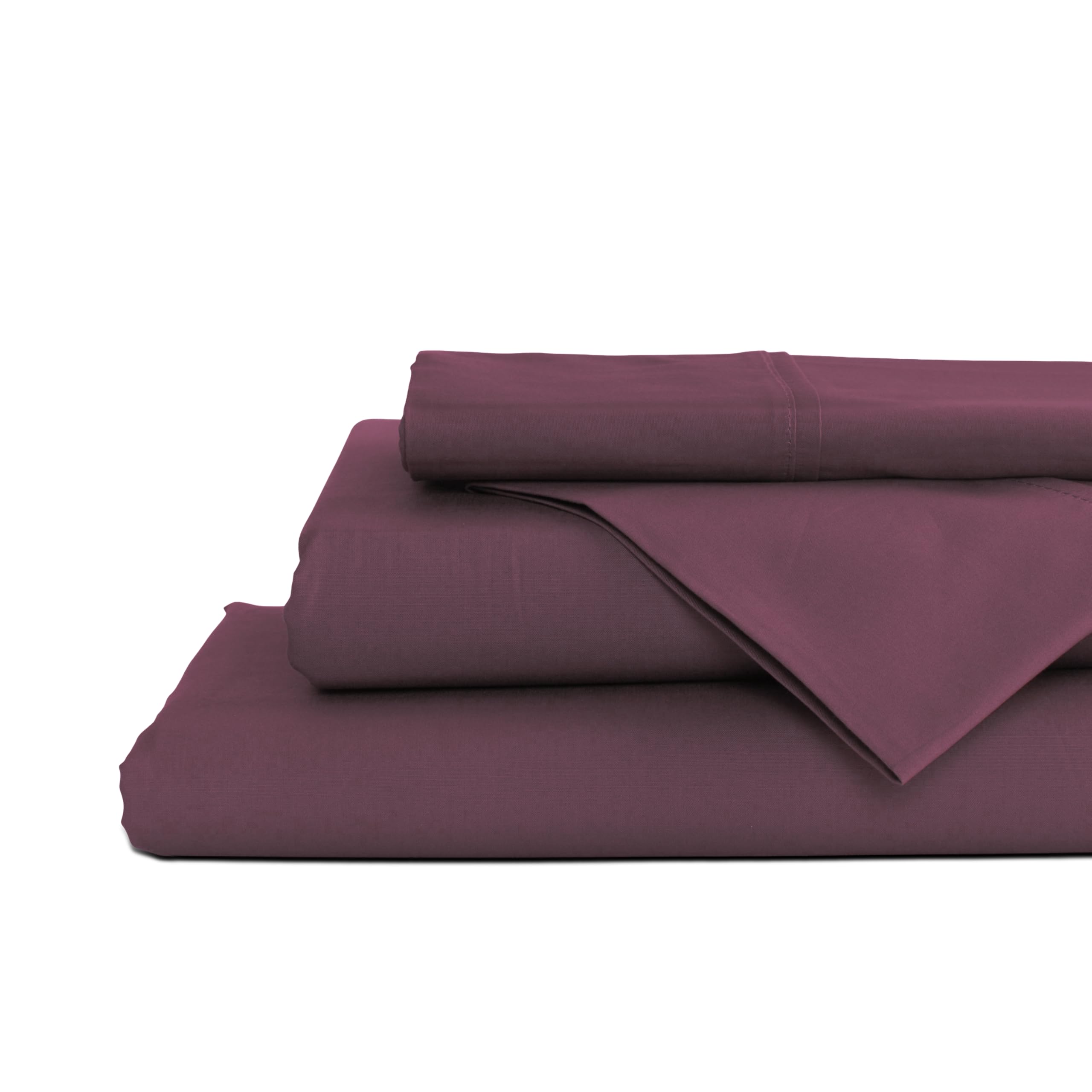 Linen Home 100% Cotton Percale Sheet Set - Deep Pocket Fitted Sheet Fits Mattress Upto 15", Pillowcases, Breathable Flat Sheet