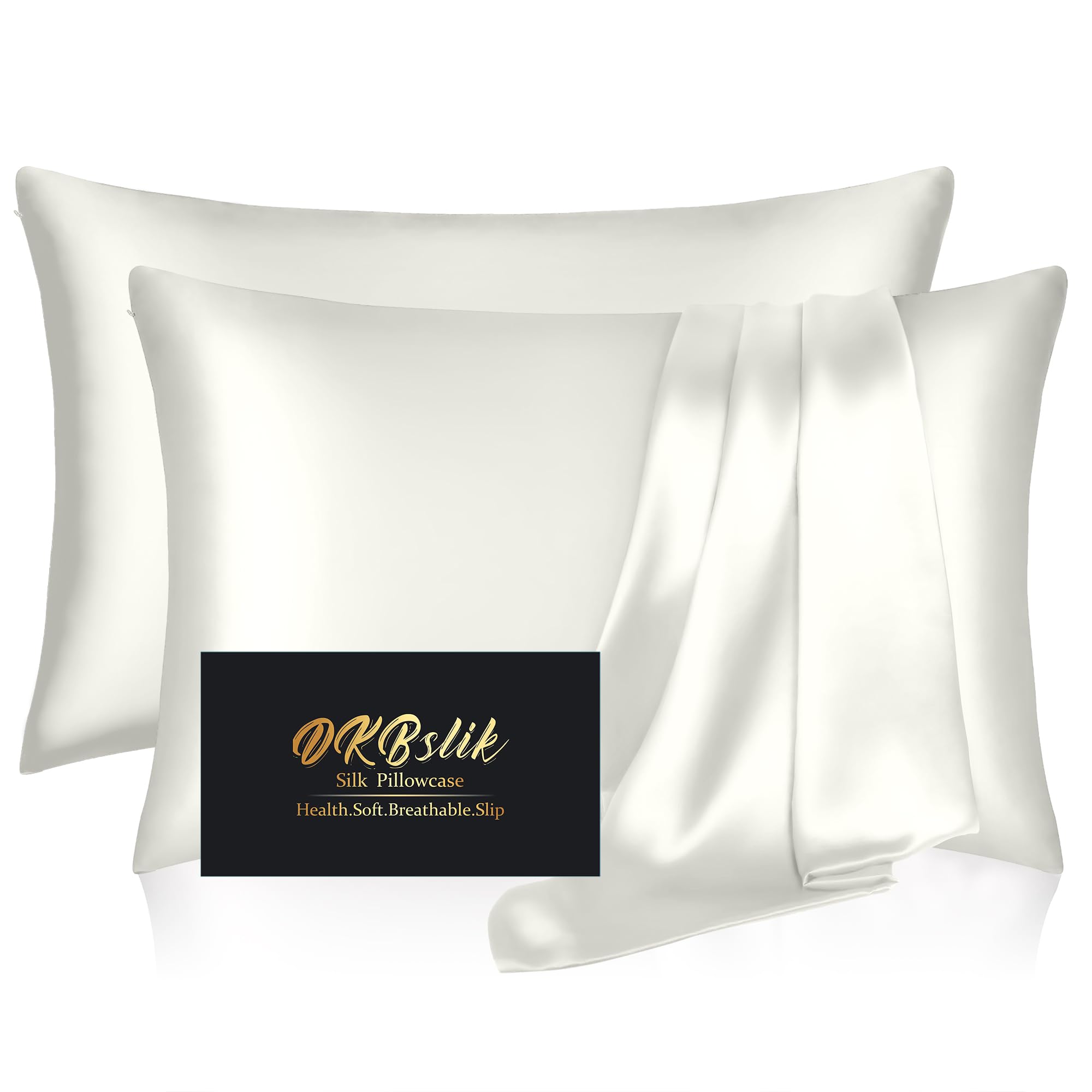 Mulberry Silk Pillowcase for Hair and Skin, Health Soft Anti Acne Cooling Beauty Sleep Natural Silk Satin Pillow Case with Hidden Zipper for Gift