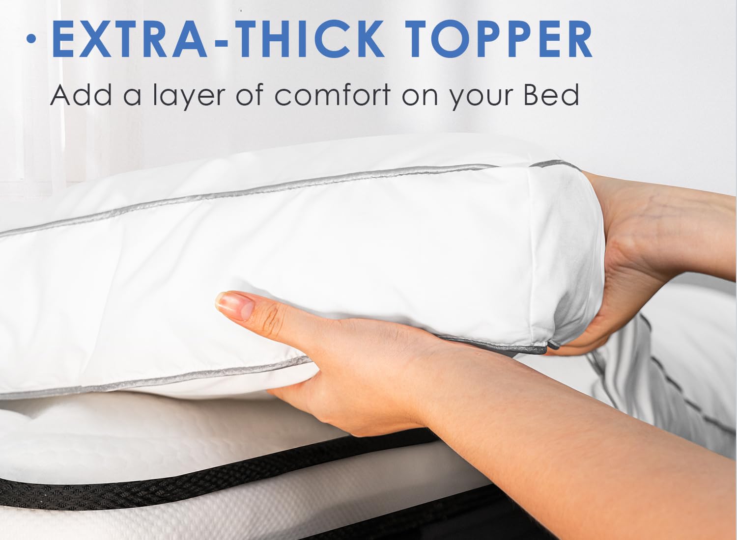 Marine Moon Mattress Topper, Plush Pillow Top Mattress Pad/Bed Topper, Hotel Quality Down Alternative