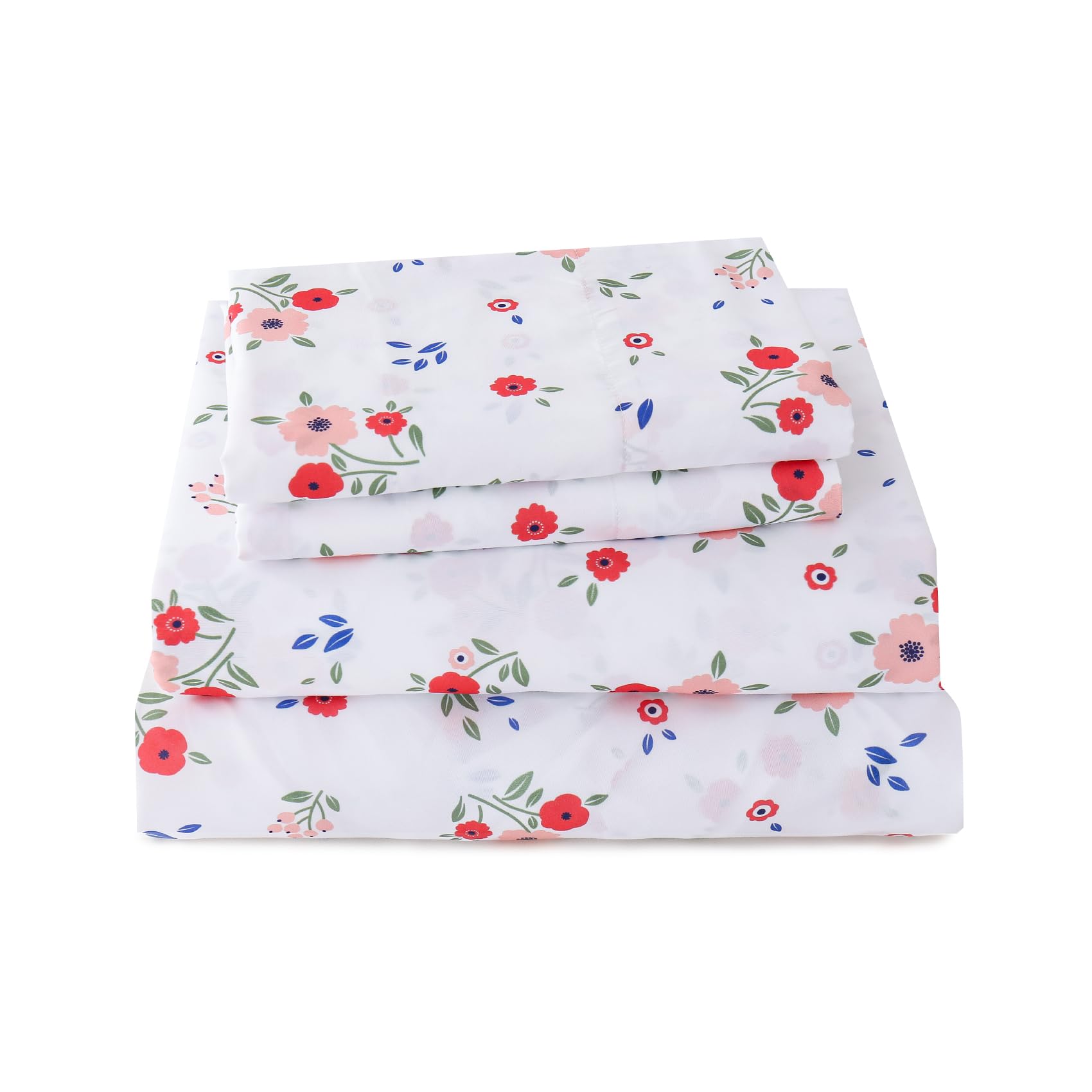Yibeizi Floral Printed Sheet Set, Boho Pattern Bed Sheets Cooling Bedding Sheets & Pillowcases Soft Microfiber 15" Extra Deep Pocket Fitted Bedsheet 4 Piece