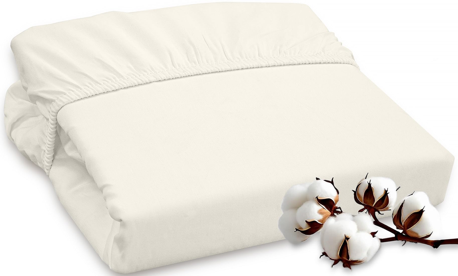 ROYALE LINENS 300 Thread Count 100% Long Staple Combed Cotton Fitted Sheet - Super Soft Deep Pocket Bottom Sheet - Fitted Sheet - Fitted Sheet Only - Elastic Sheet