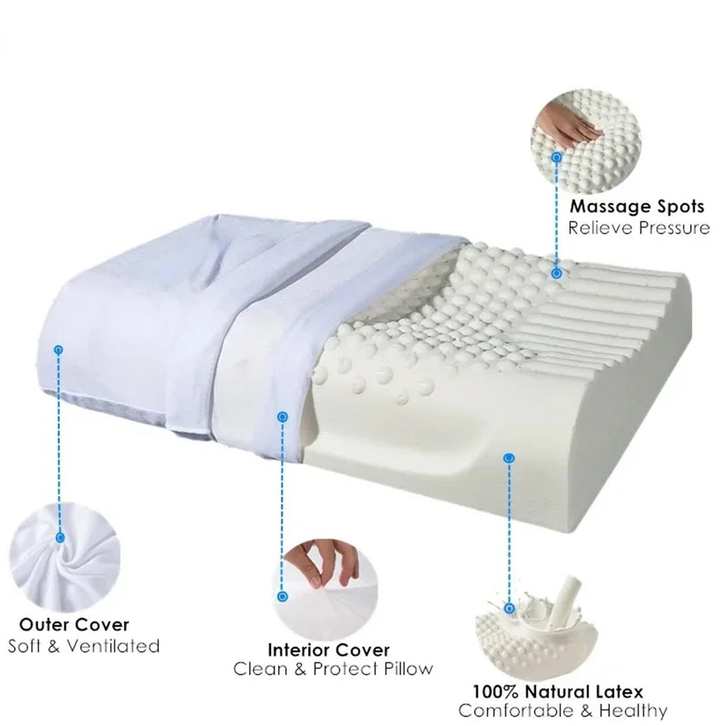 LNJMRU Latex Pillow Natural Latex Pillow Remedial Neck Protect Vertebrae Health Care Orthopedic Pillow Natural Latex Pillow Latex Sleeping Bed Pillow