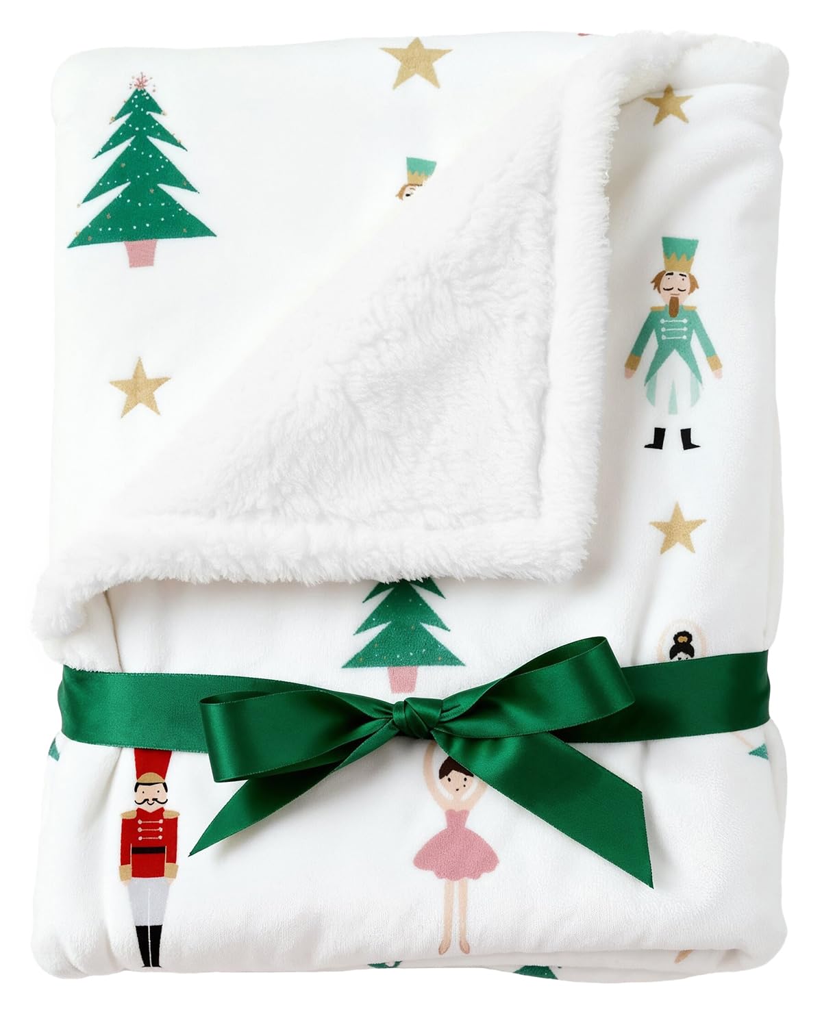 Reversible Christmas Sherpa Fleece Throw Blanket