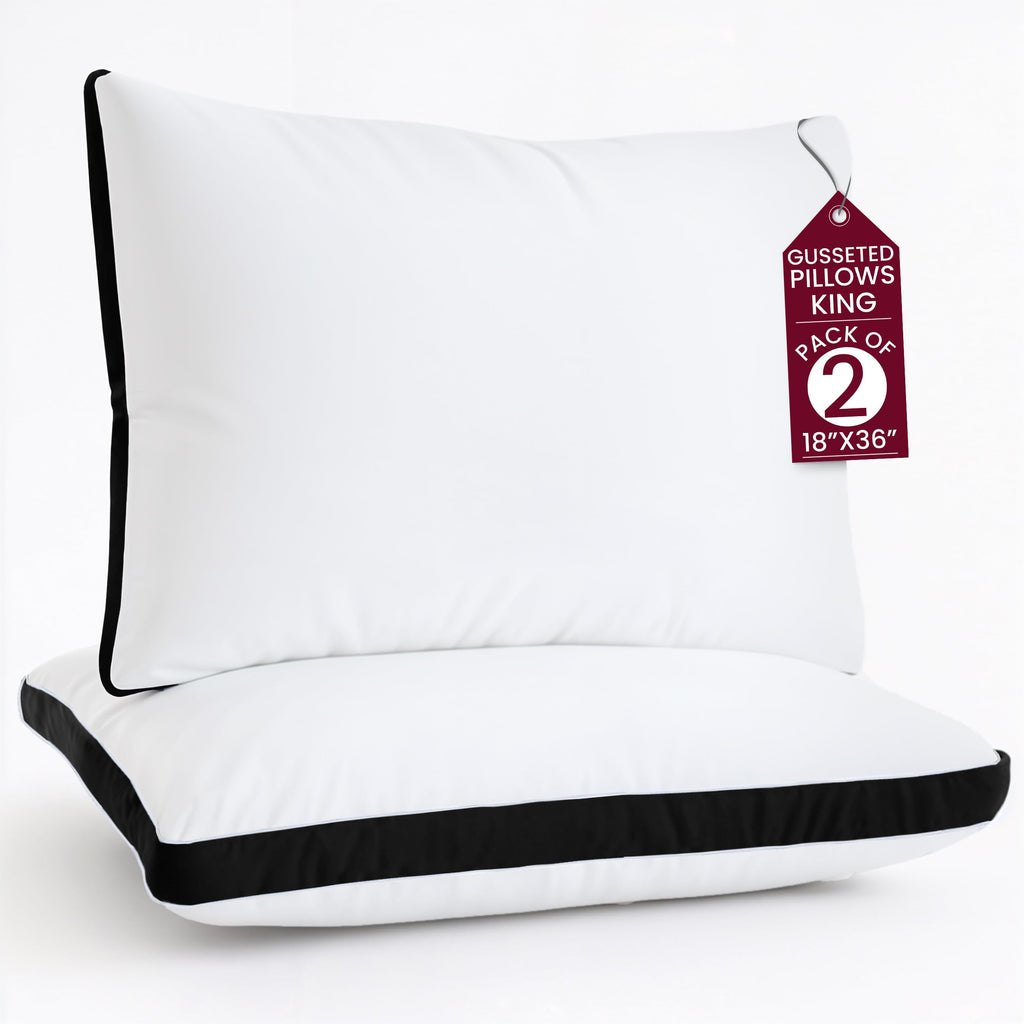 LDC LUX DECOR COLLECTION Gusseted Style Soft Hotel Pillows Set of 2 – Down Alternative Hotel Bed Pillows