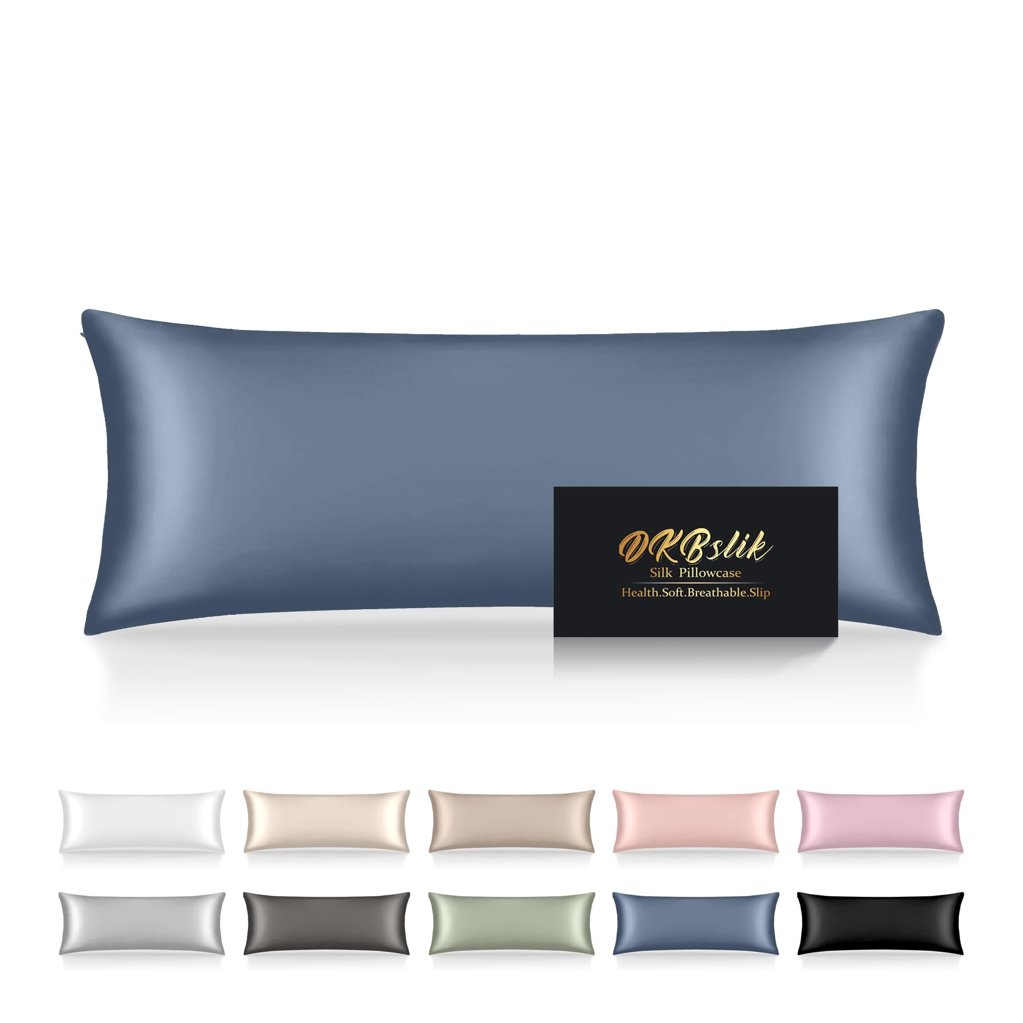 Mulberry Silk Pillowcase for Hair and Skin, Health Soft Anti Acne Cooling Beauty Sleep Natural Silk Satin Pillow Case with Hidden Zipper for Gift