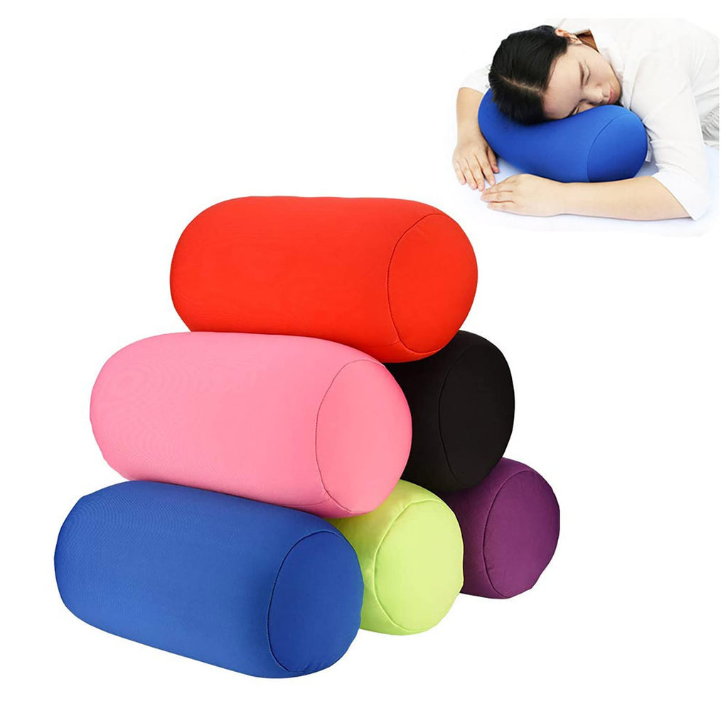 Microbead Bolster Squishy,Orthopedic Round Cylinder Neck Support Roll Pillow Memory Foam Reduce Back Pain - 7" x 12"