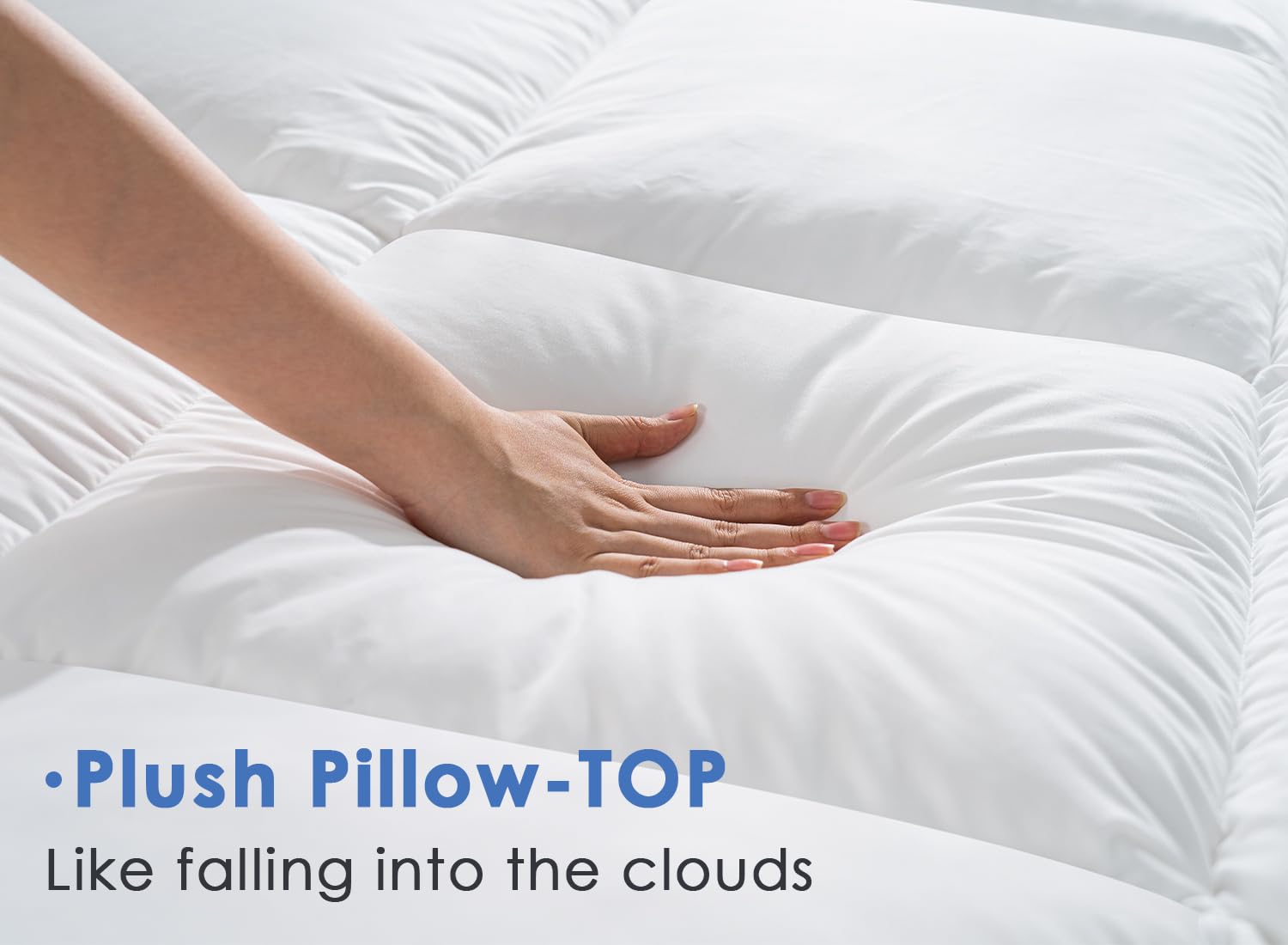 Marine Moon Mattress Topper, Plush Pillow Top Mattress Pad/Bed Topper, Hotel Quality Down Alternative