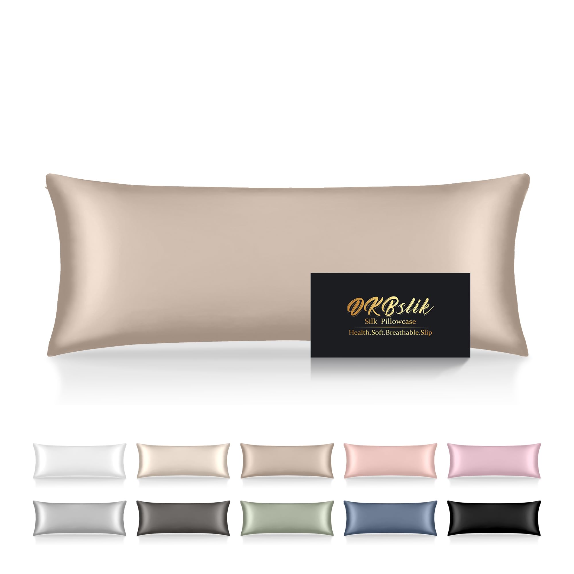 Mulberry Silk Pillowcase for Hair and Skin, Health Soft Anti Acne Cooling Beauty Sleep Natural Silk Satin Pillow Case with Hidden Zipper for Gift