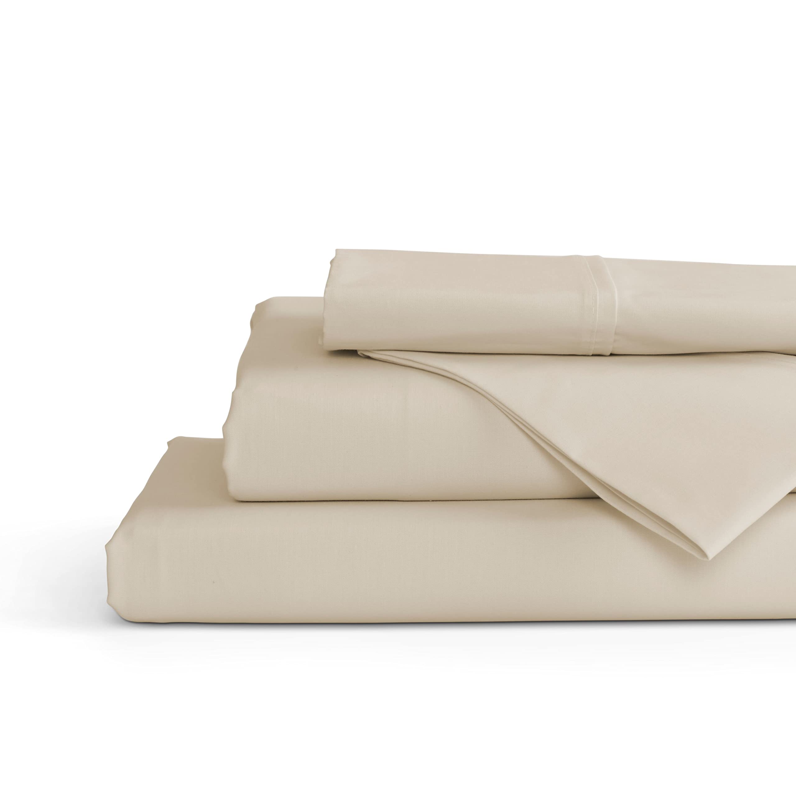 Linen Home 100% Cotton Percale Sheet Set - Deep Pocket Fitted Sheet Fits Mattress Upto 15", Pillowcases, Breathable Flat Sheet