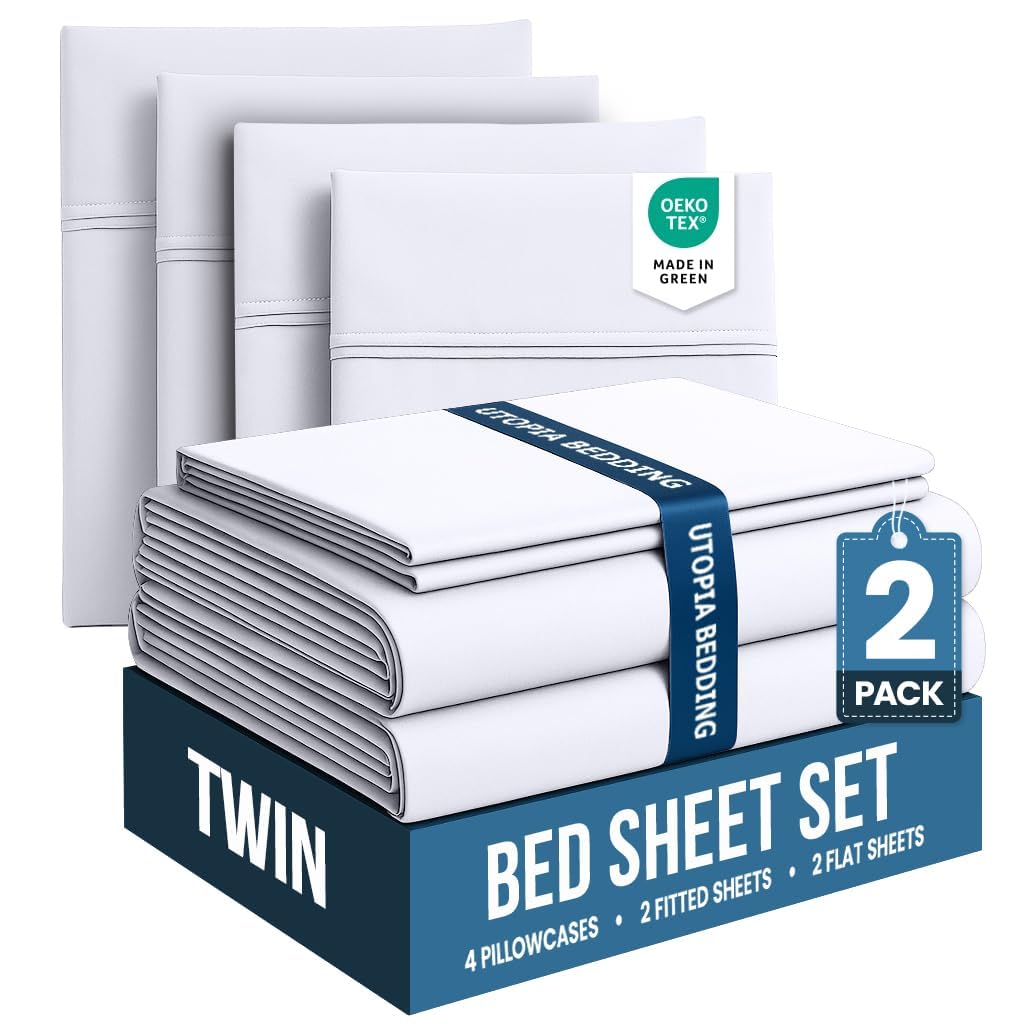 Utopia Bedding Bed Sheet Set - Soft Brushed Microfiber Fabric - Shrinkage & Fade Resistant - Easy Care