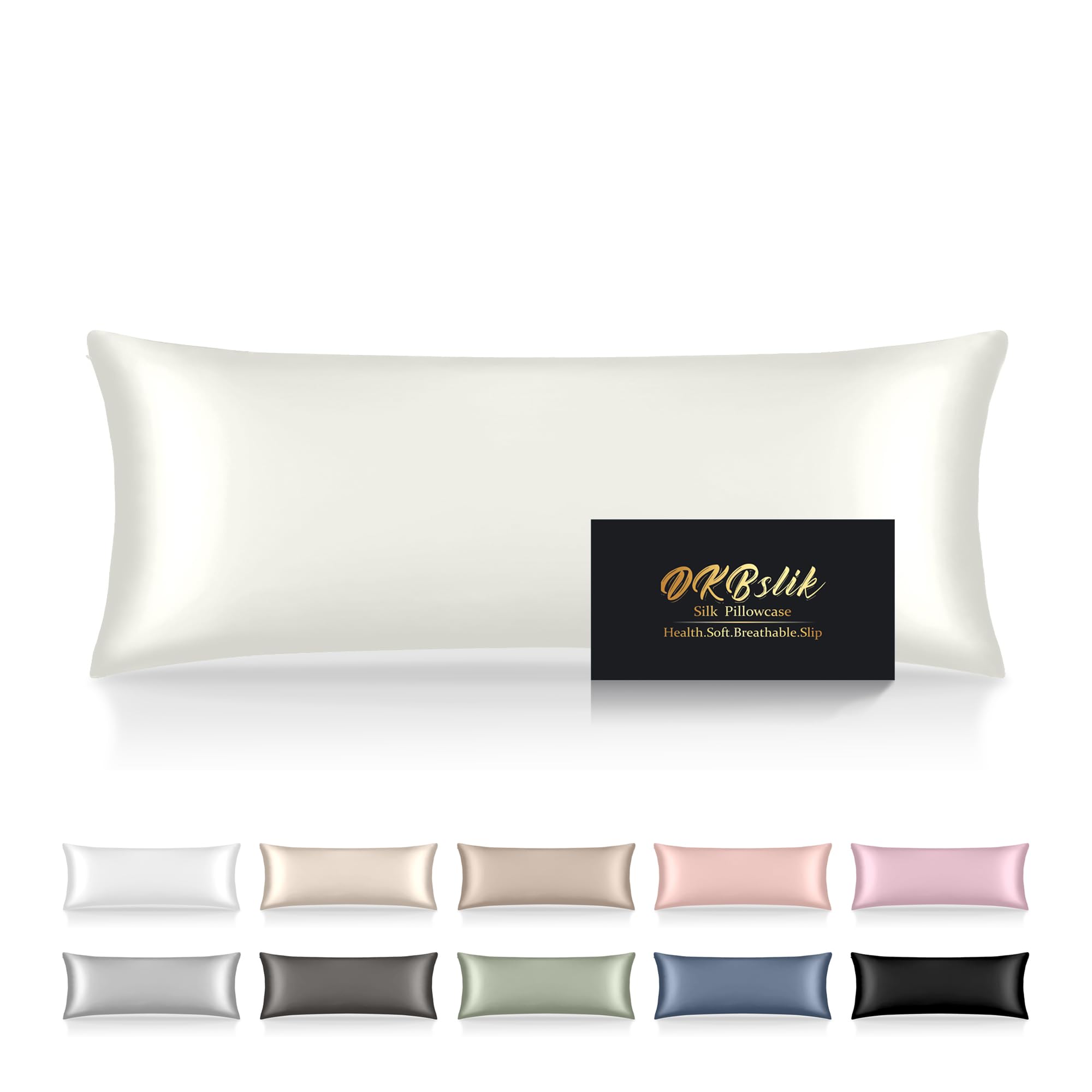 Mulberry Silk Pillowcase for Hair and Skin, Health Soft Anti Acne Cooling Beauty Sleep Natural Silk Satin Pillow Case with Hidden Zipper for Gift