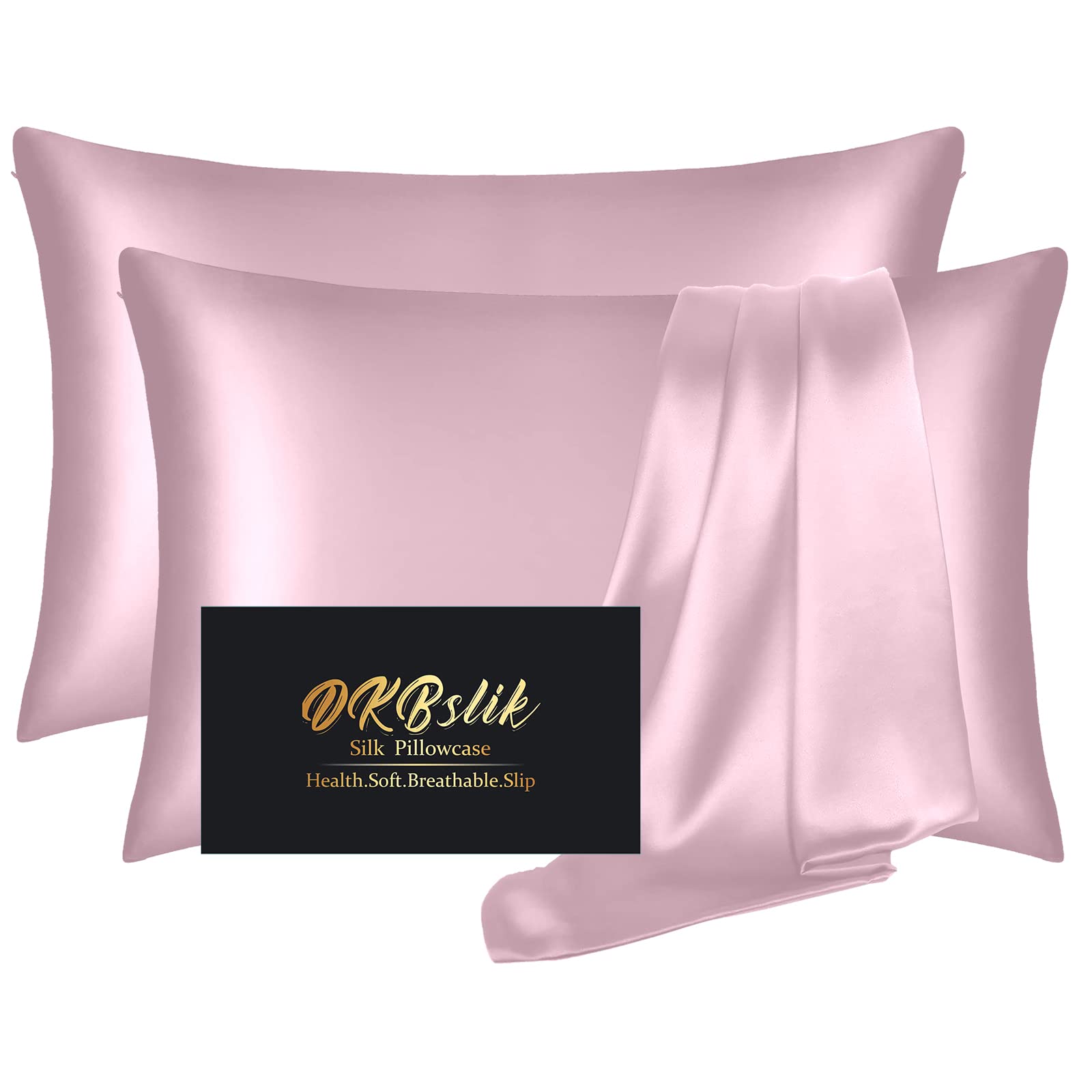 Mulberry Silk Pillowcase for Hair and Skin, Health Soft Anti Acne Cooling Beauty Sleep Natural Silk Satin Pillow Case with Hidden Zipper for Gift