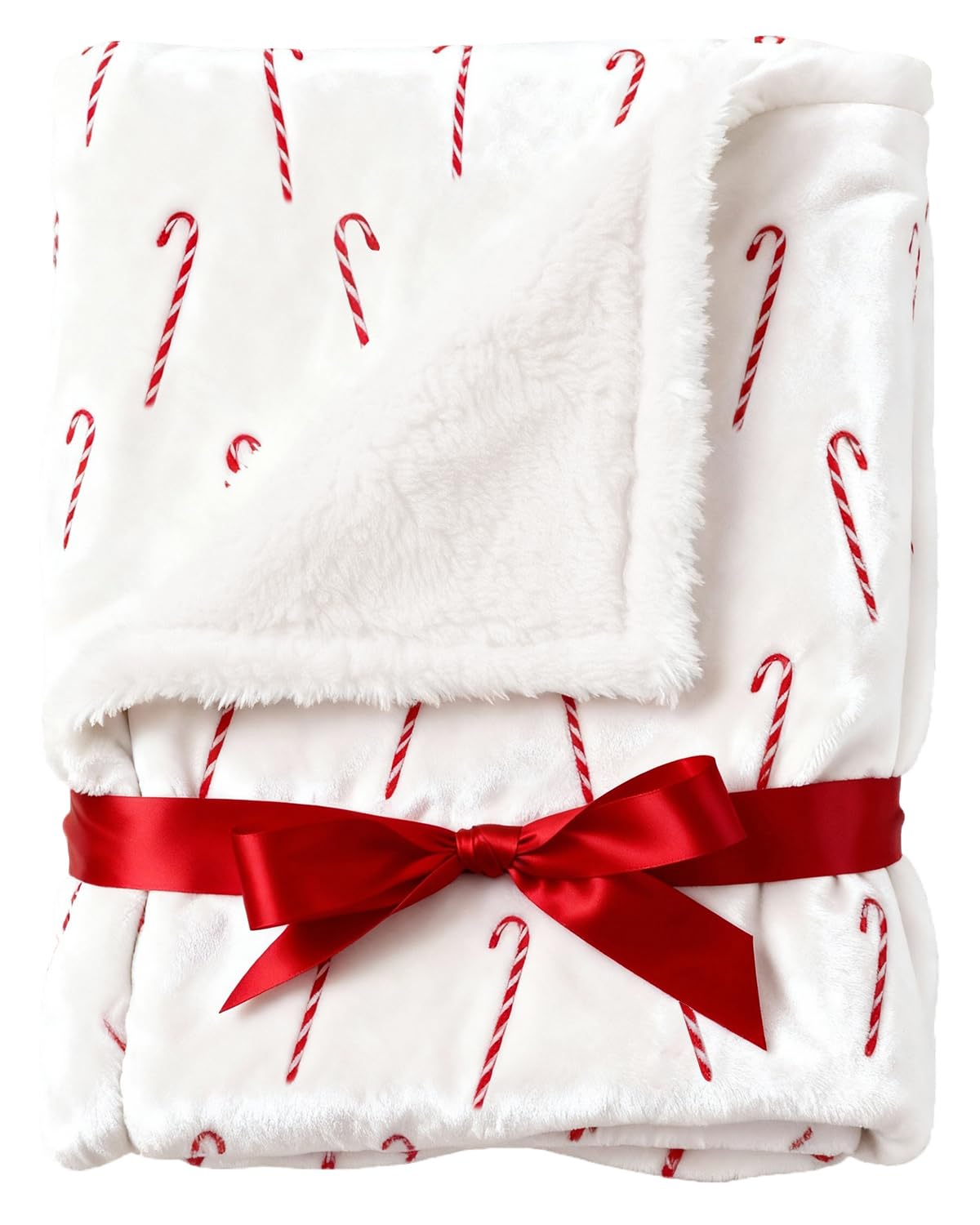 Reversible Christmas Sherpa Fleece Throw Blanket
