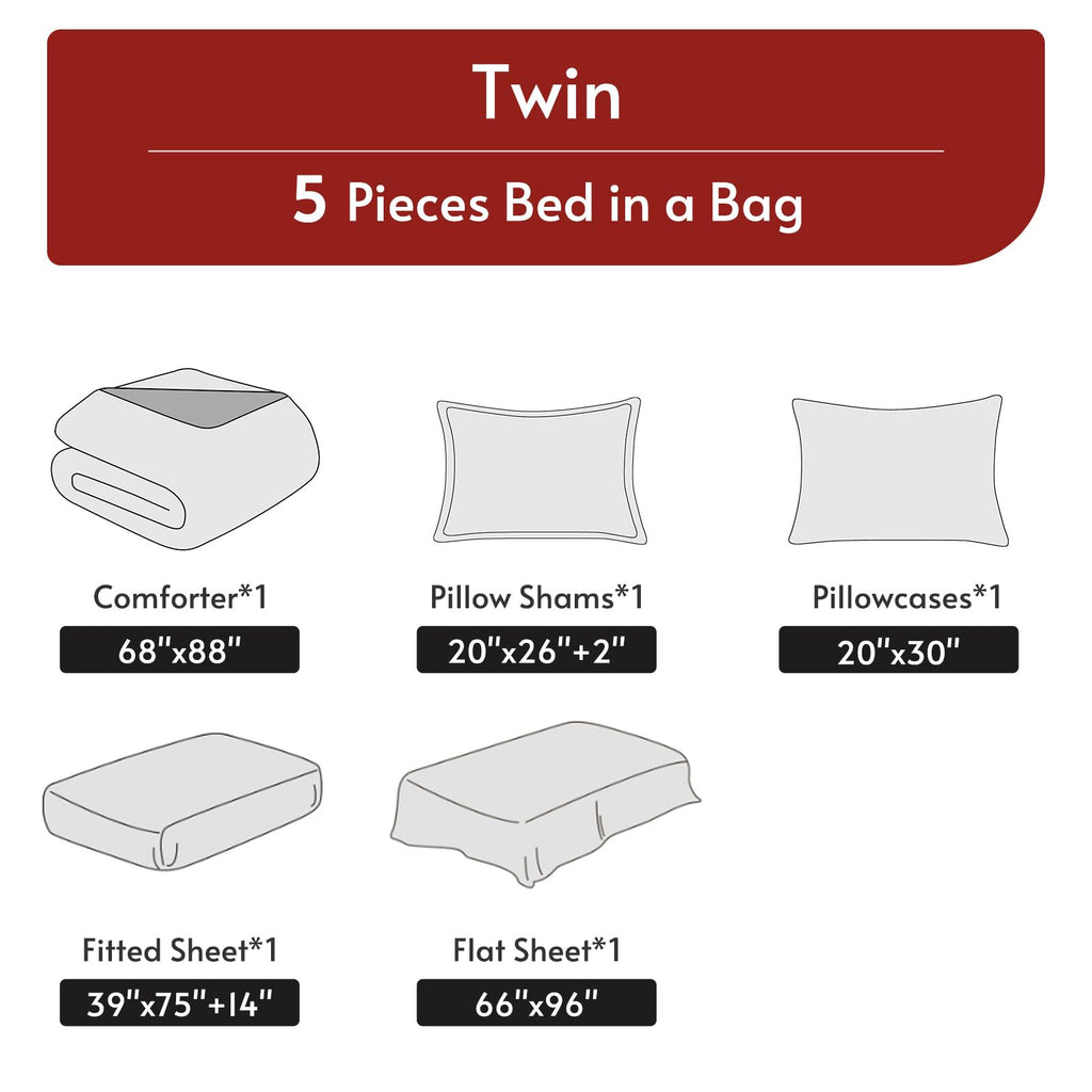 MUXHOMO Reversible 7-Piece All-Season Comforter Set