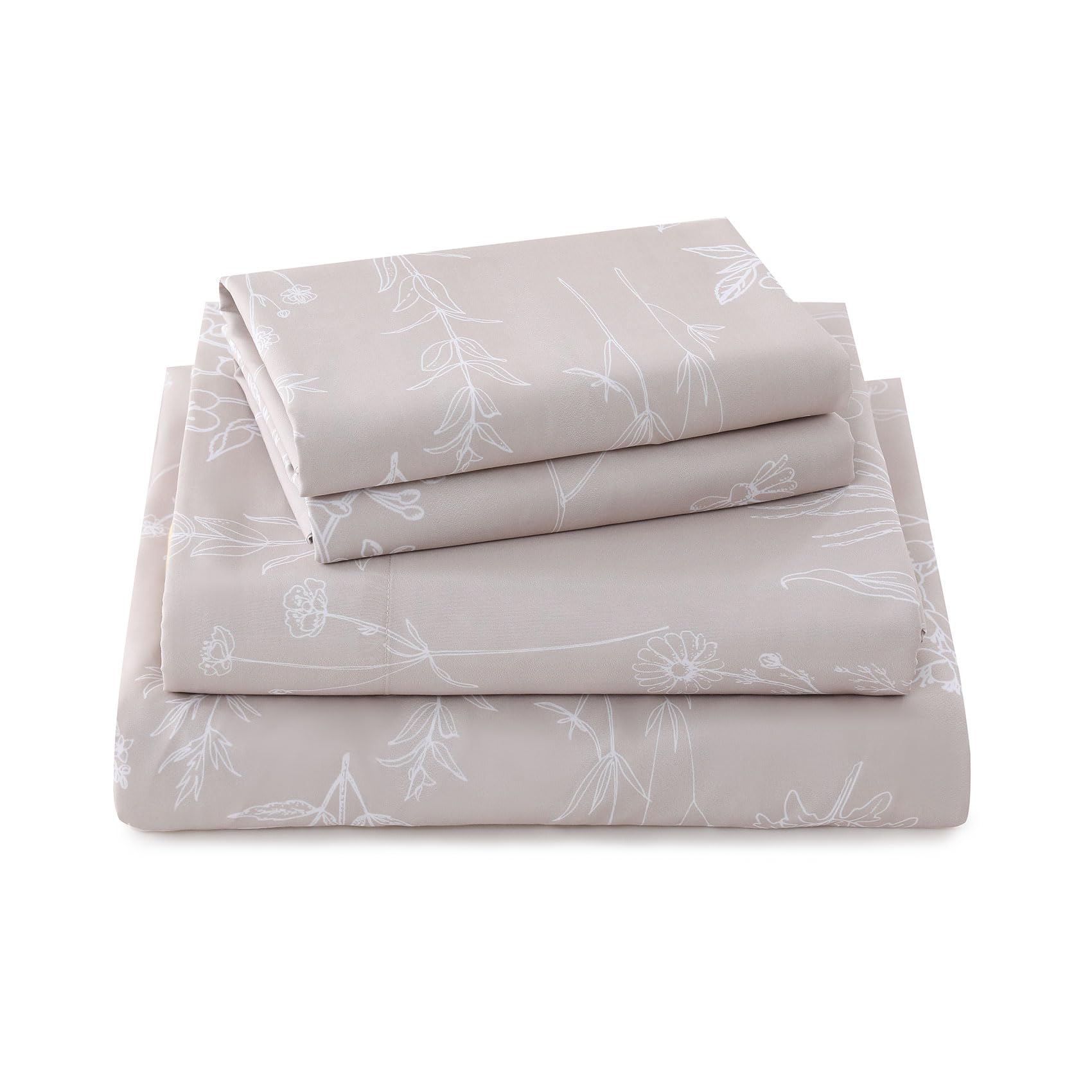 Yibeizi Floral Printed Sheet Set, Boho Pattern Bed Sheets Cooling Bedding Sheets & Pillowcases Soft Microfiber 15" Extra Deep Pocket Fitted Bedsheet 4 Piece