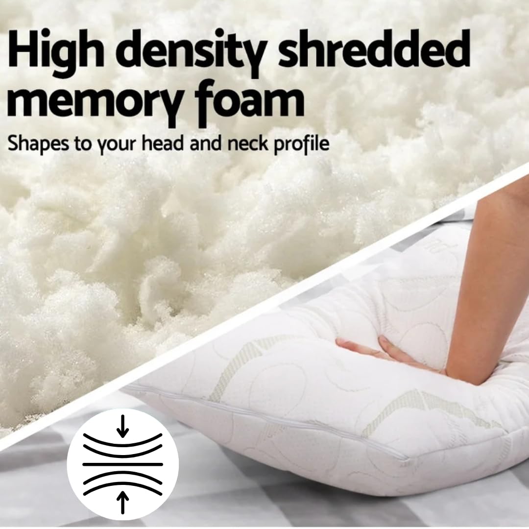 ehomegoods - Shredded Memory Foam Pillow for Sleeping - Medium Firm Support for Neck, Back & Shoulders - Perfect for Side Sleepers, Pregnancy, Dorms & Travel - USA Made Quality