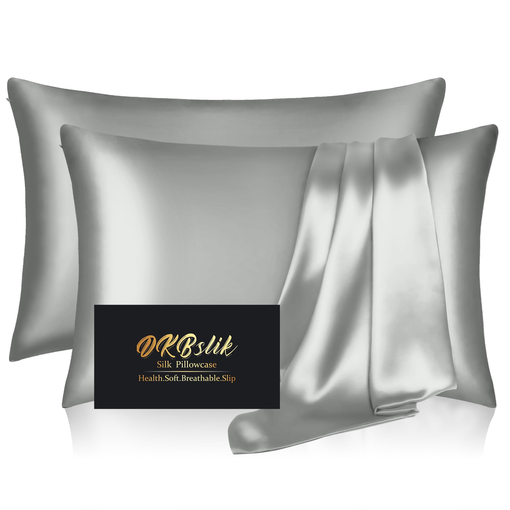 Mulberry Silk Pillowcase for Hair and Skin, Health Soft Anti Acne Cooling Beauty Sleep Natural Silk Satin Pillow Case with Hidden Zipper for Gift