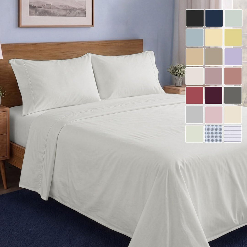 Lane Linen 100% Organic Cotton Sheet Set, Soft Cooling Bed Sheets, Hotel Quality Bed Sheet Set, Breatheble Sheet Set Deep Pocket Upto 15"