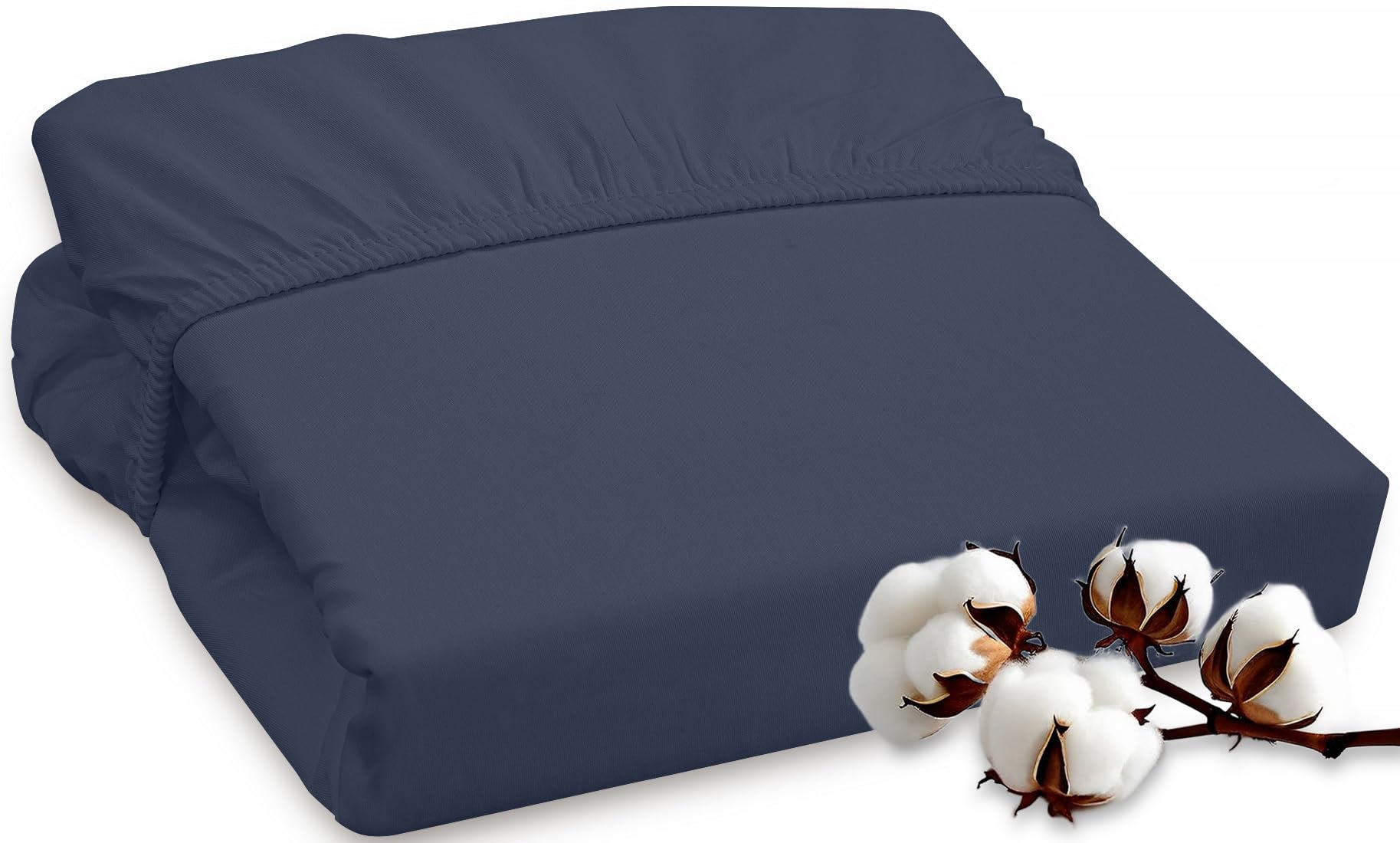 ROYALE LINENS 300 Thread Count 100% Long Staple Combed Cotton Fitted Sheet - Super Soft Deep Pocket Bottom Sheet - Fitted Sheet - Fitted Sheet Only - Elastic Sheet