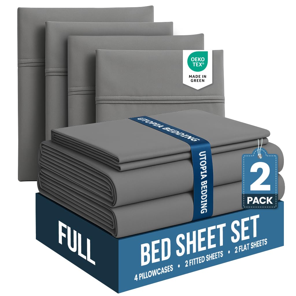 Utopia Bedding Bed Sheet Set - Soft Brushed Microfiber Fabric - Shrinkage & Fade Resistant - Easy Care