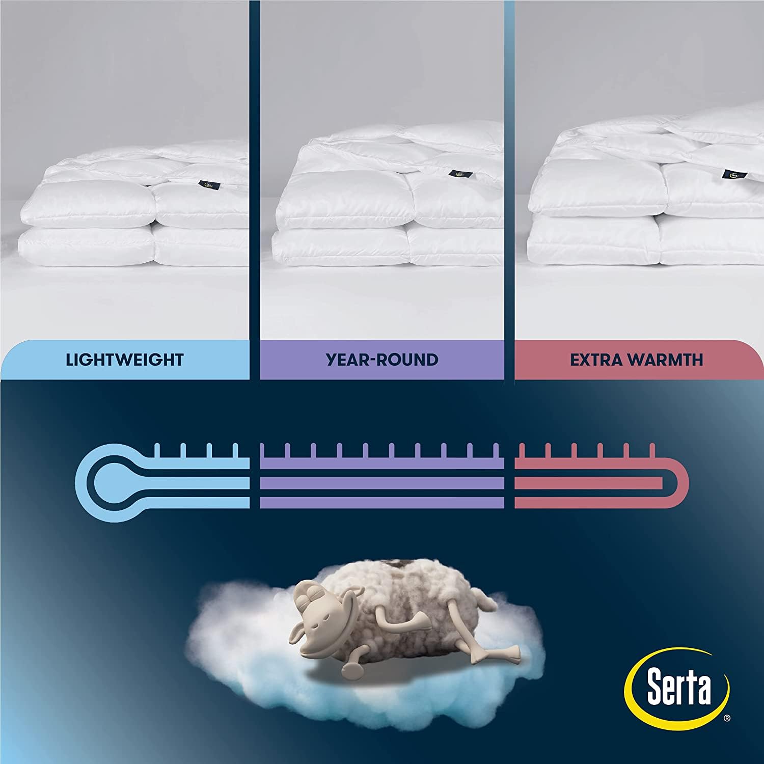 SERTA Down Illusion Hypoallergenic Down Alternative Comforter with Corner Loops