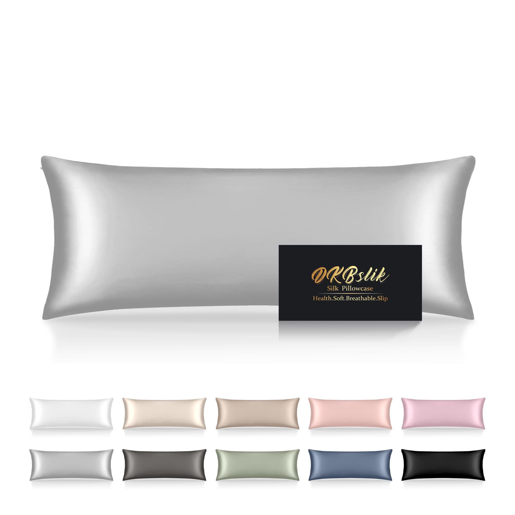 Mulberry Silk Pillowcase for Hair and Skin, Health Soft Anti Acne Cooling Beauty Sleep Natural Silk Satin Pillow Case with Hidden Zipper for Gift