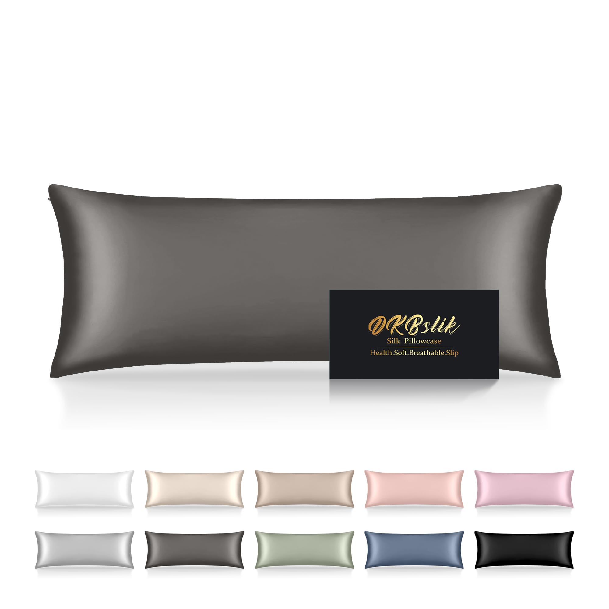 Mulberry Silk Pillowcase for Hair and Skin, Health Soft Anti Acne Cooling Beauty Sleep Natural Silk Satin Pillow Case with Hidden Zipper for Gift