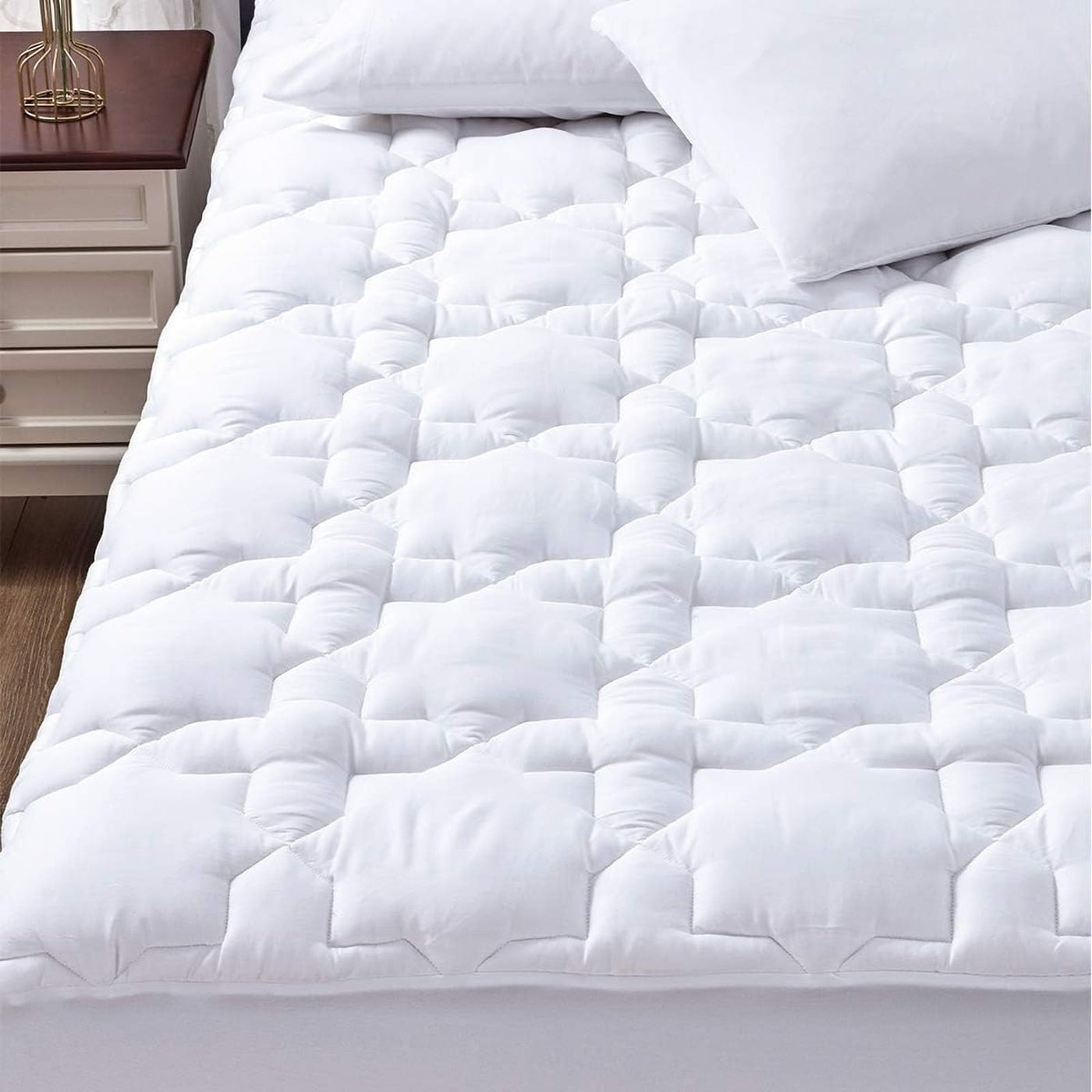 CozyLux Cotton Quilted Mattress Pad, Up to 18 in