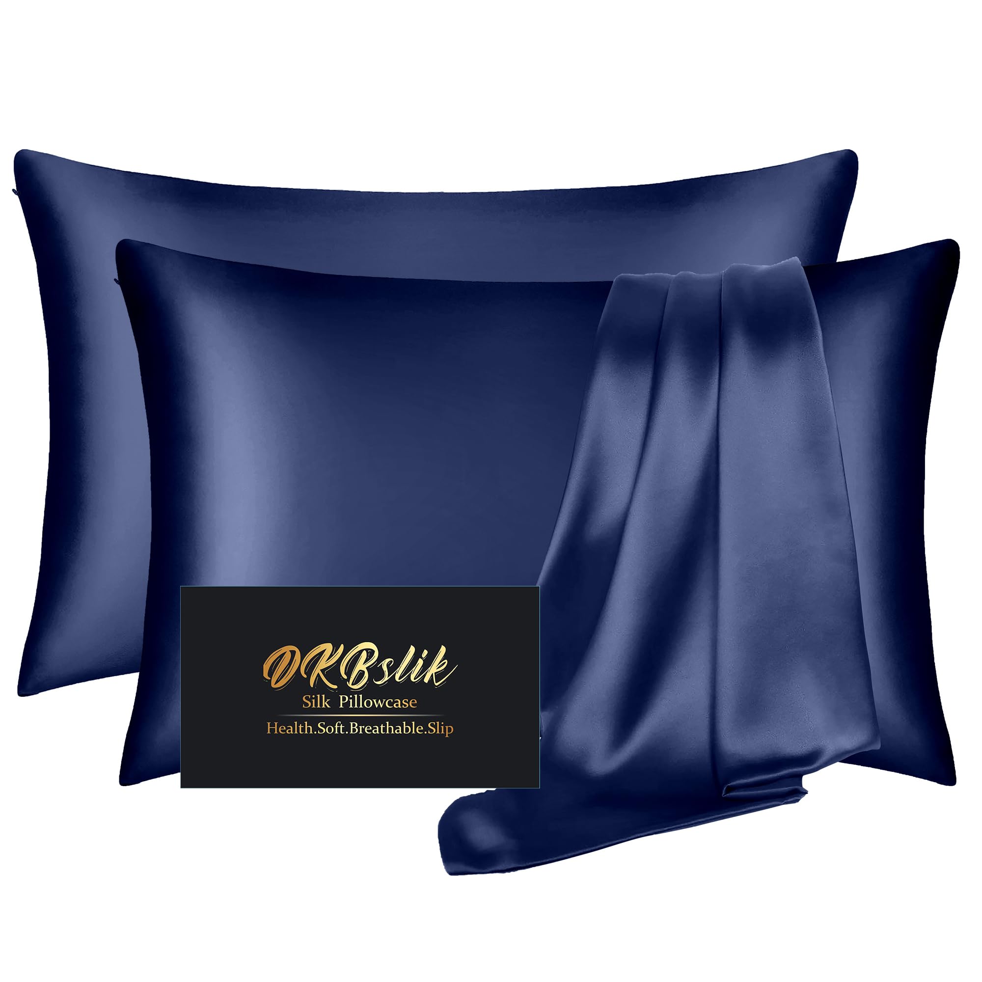 Mulberry Silk Pillowcase for Hair and Skin, Health Soft Anti Acne Cooling Beauty Sleep Natural Silk Satin Pillow Case with Hidden Zipper for Gift