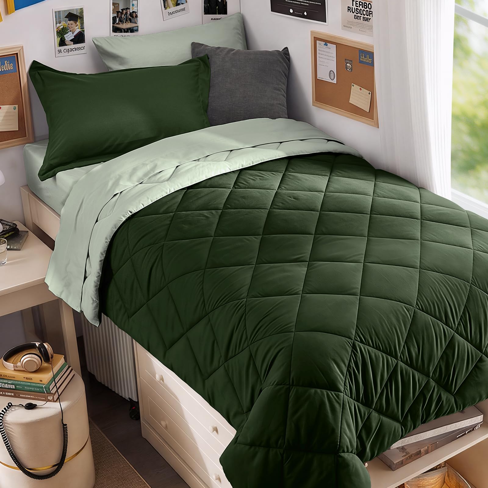 MUXHOMO Reversible 7-Piece All-Season Comforter Set