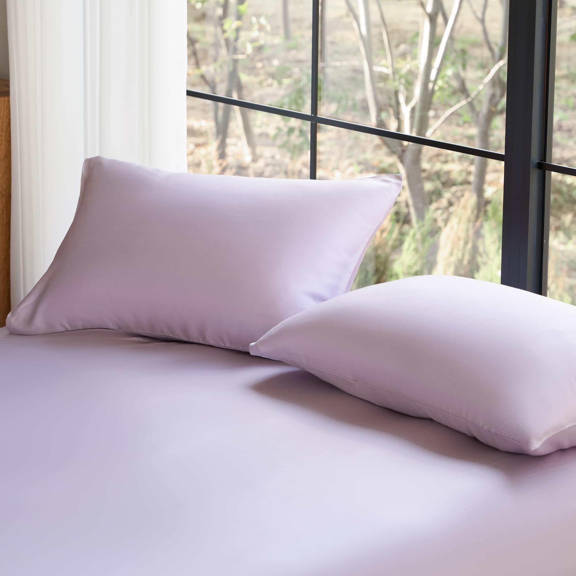 DOZ Pillowcase Set, 100% Viscose derived from Bamboo, Organically Grown, Buttery Soft, Silky, Breathable, Cooling, Oeko-TEX, High GSM, 2-Pack, Envelope Closure