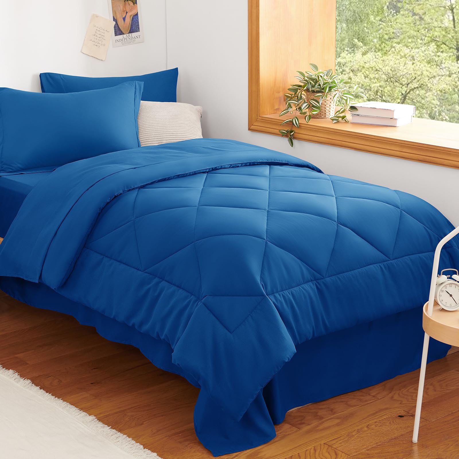 CozyLux Dark Grey Queen 7-Piece Comforter Set
