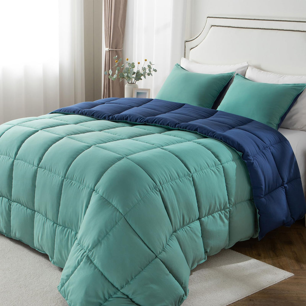 KASENTEX Down Alternative Quilted Comforter Set with Sham(s) - Reversible Ultra Soft Duvet Insert Machine Washable
