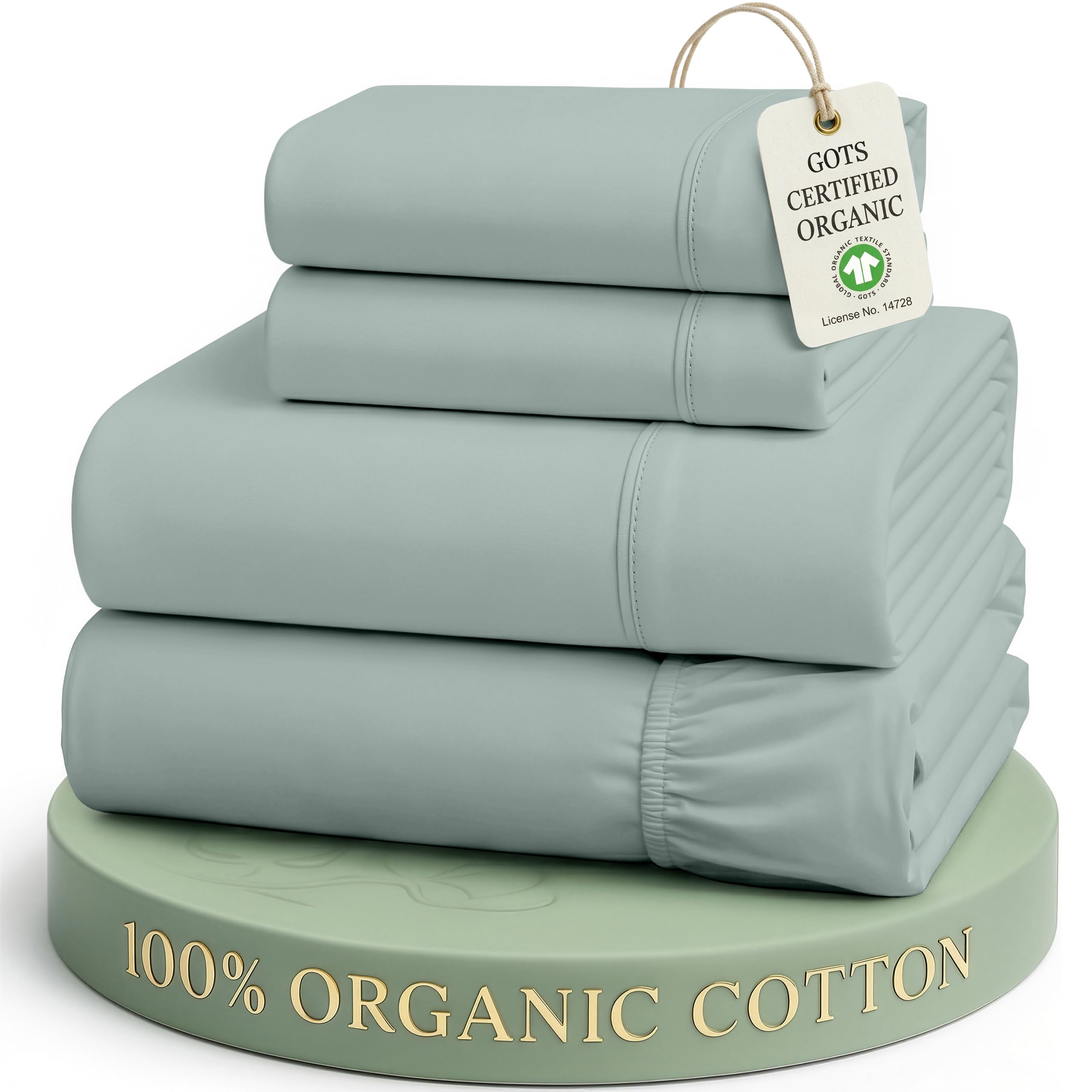 Lane Linen 100% Organic Cotton Sheet Set, Soft Cooling Bed Sheets, Hotel Quality Bed Sheet Set, Breatheble Sheet Set Deep Pocket Upto 15"