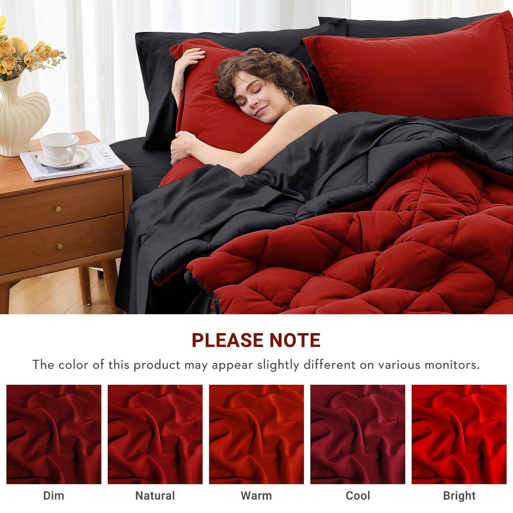 MUXHOMO Reversible 7-Piece All-Season Comforter Set