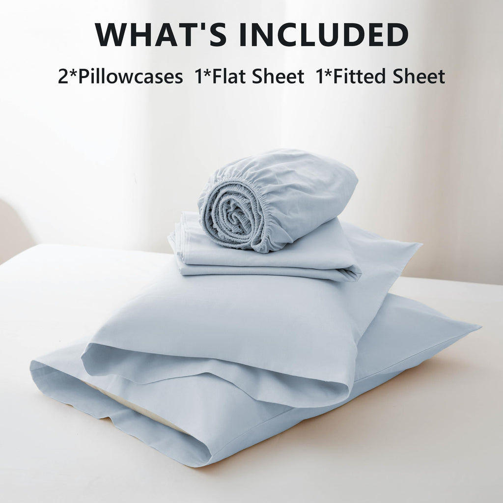 NUMWELL Linen Sheet Set, Linen Cotton Blend Sheets Set 4pcs, 1 Flat Sheet, 1 Fitted Sheet & 2 Pillowcases, Cooling Breathable Farmhouse Bedding for All Season