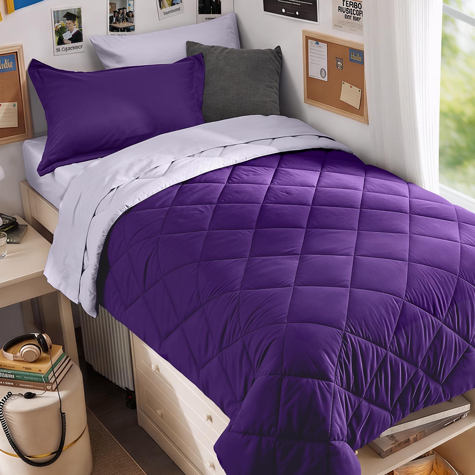 MUXHOMO Reversible 7-Piece All-Season Comforter Set