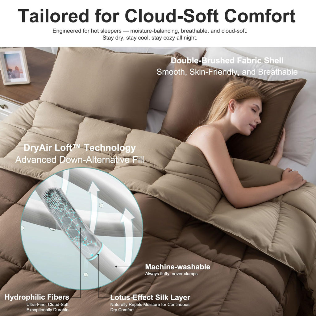 KASENTEX Down Alternative Quilted Comforter Set with Sham(s) - Reversible Ultra Soft Duvet Insert Machine Washable