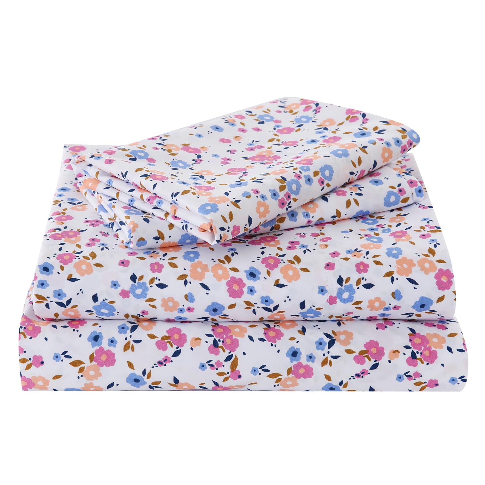 Yibeizi Floral Printed Sheet Set, Boho Pattern Bed Sheets Cooling Bedding Sheets & Pillowcases Soft Microfiber 15" Extra Deep Pocket Fitted Bedsheet 4 Piece