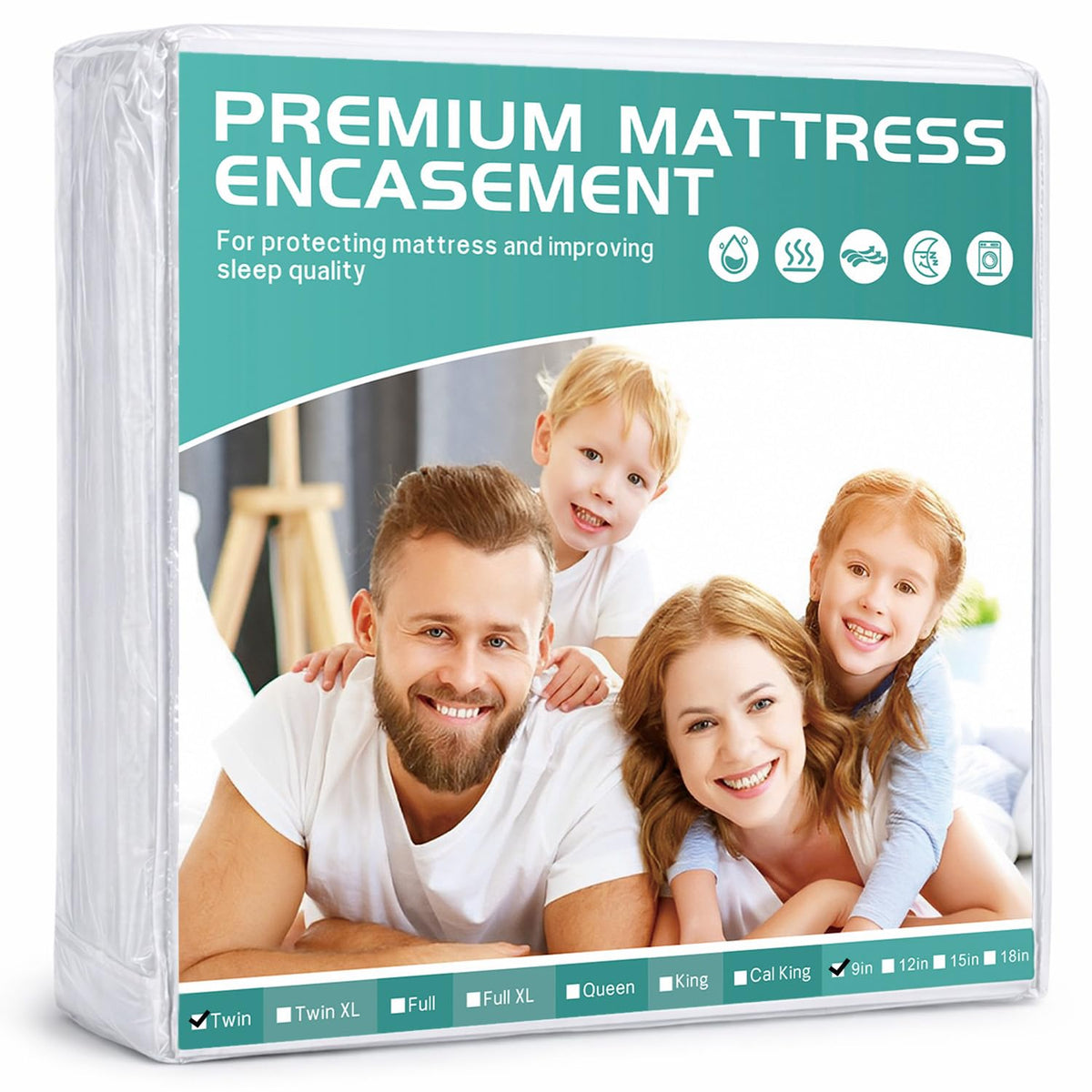 WINKAURA Waterproof Zippered Terry Mattress Encasement