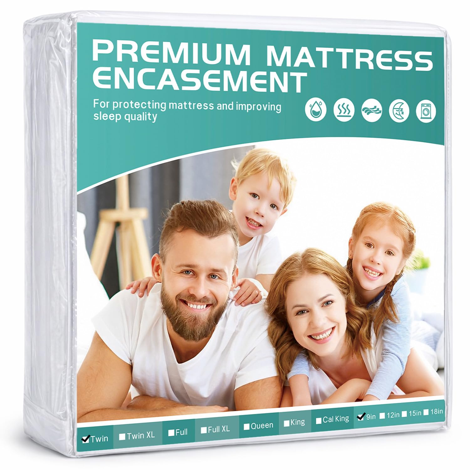 WINKAURA Waterproof Zippered Terry Mattress Encasement