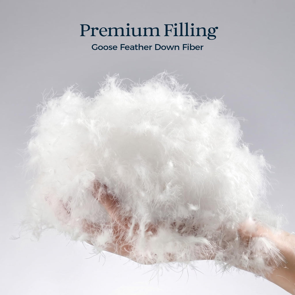 UNIKOME Goose Feather Down Fiber Comforter, All Season Hotel Luxury Bedding Comforter, Ultra Soft Fluffy Duvet Insert with Downproof Cover, 8 Corner Loops