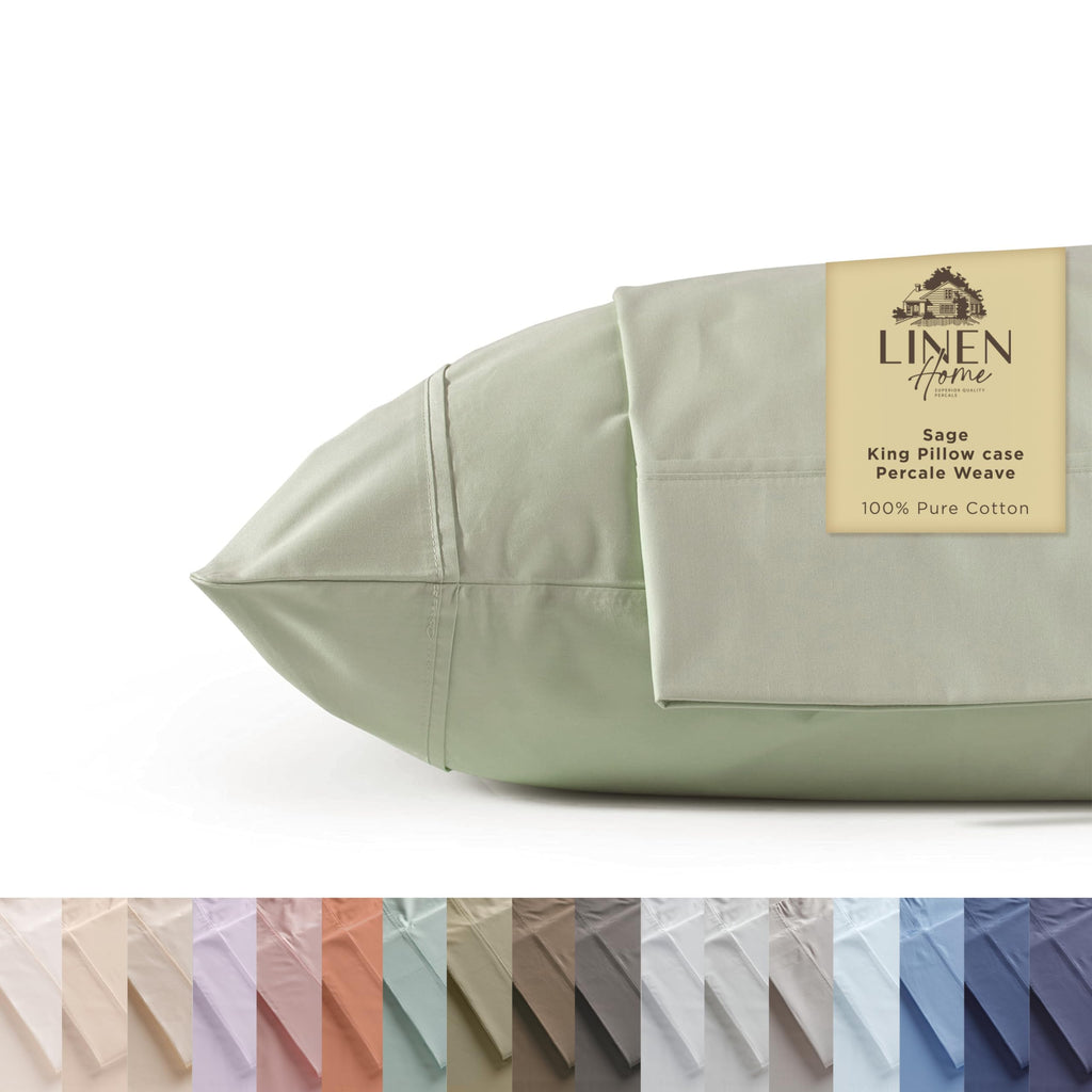 100% Cotton Percale Pillowcases,2 Pieces of Pillow Case, Crisp and Cool Strong Bed Linen