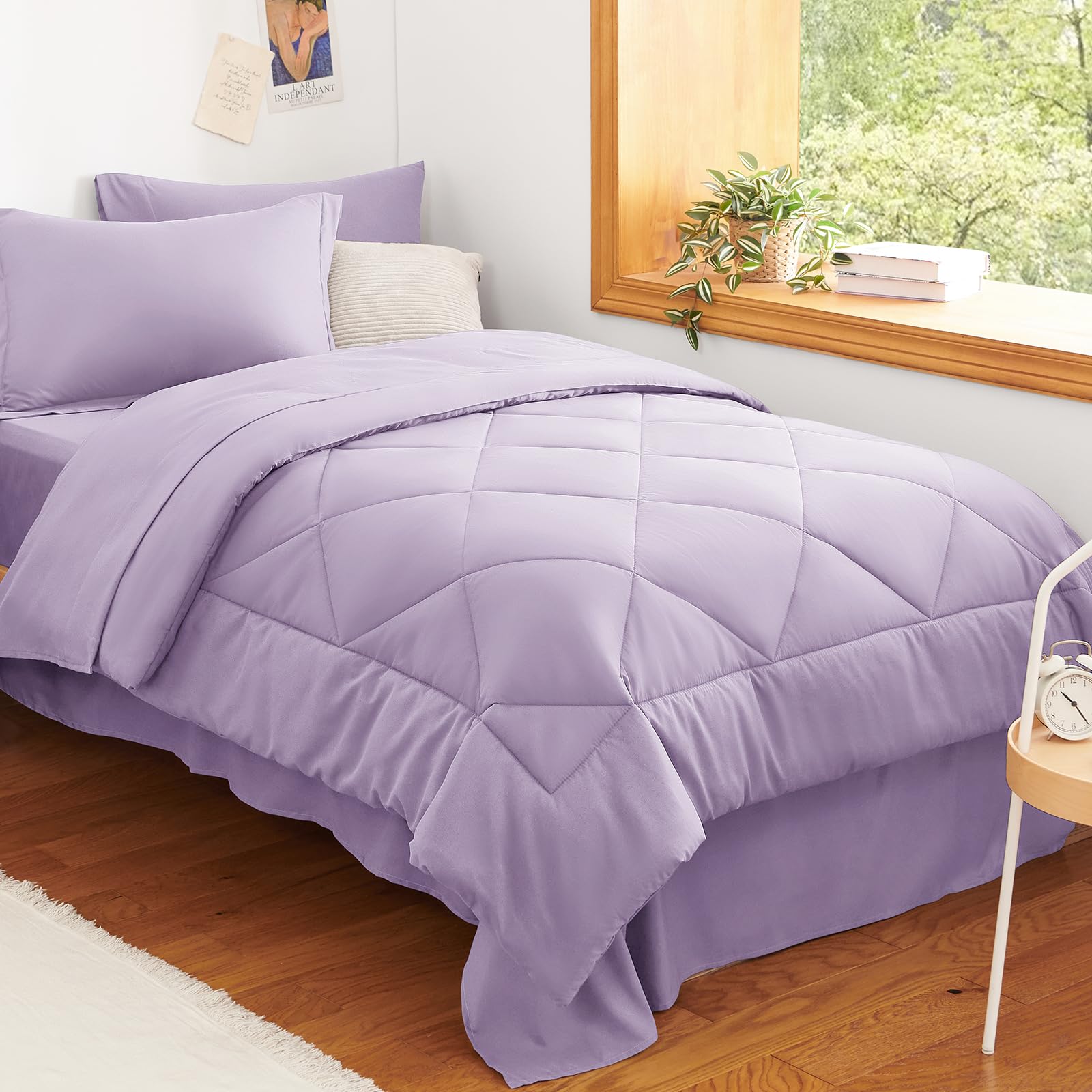 CozyLux Dark Grey Queen 7-Piece Comforter Set