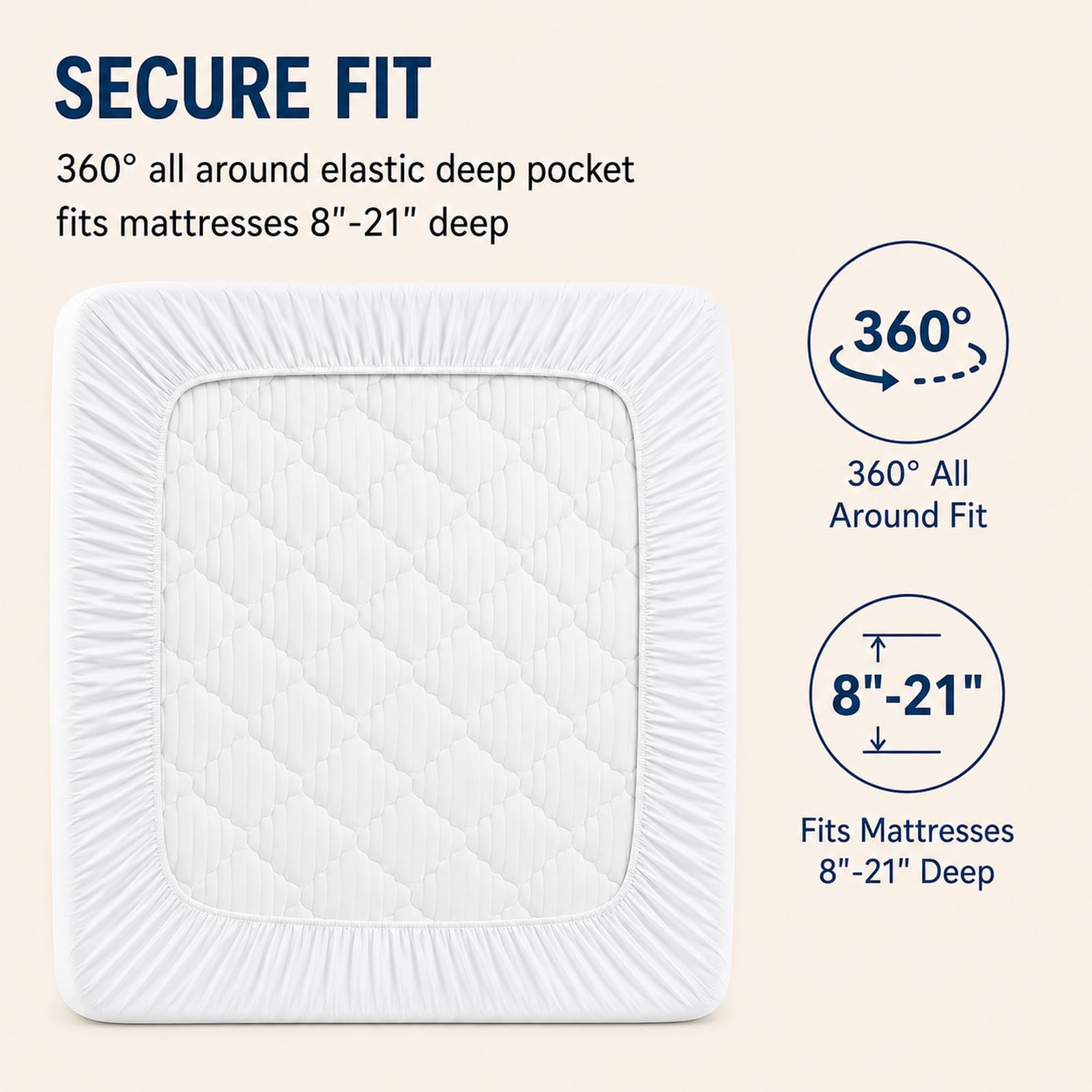 CozyLux Mattress Pad Deep Pocket Non Slip Cotton Mattress Topper Breathable and Soft Quilted Fitted Mattress Cover Up to 18" Thick Pillowtop 450GSM Bed Mattress Pad