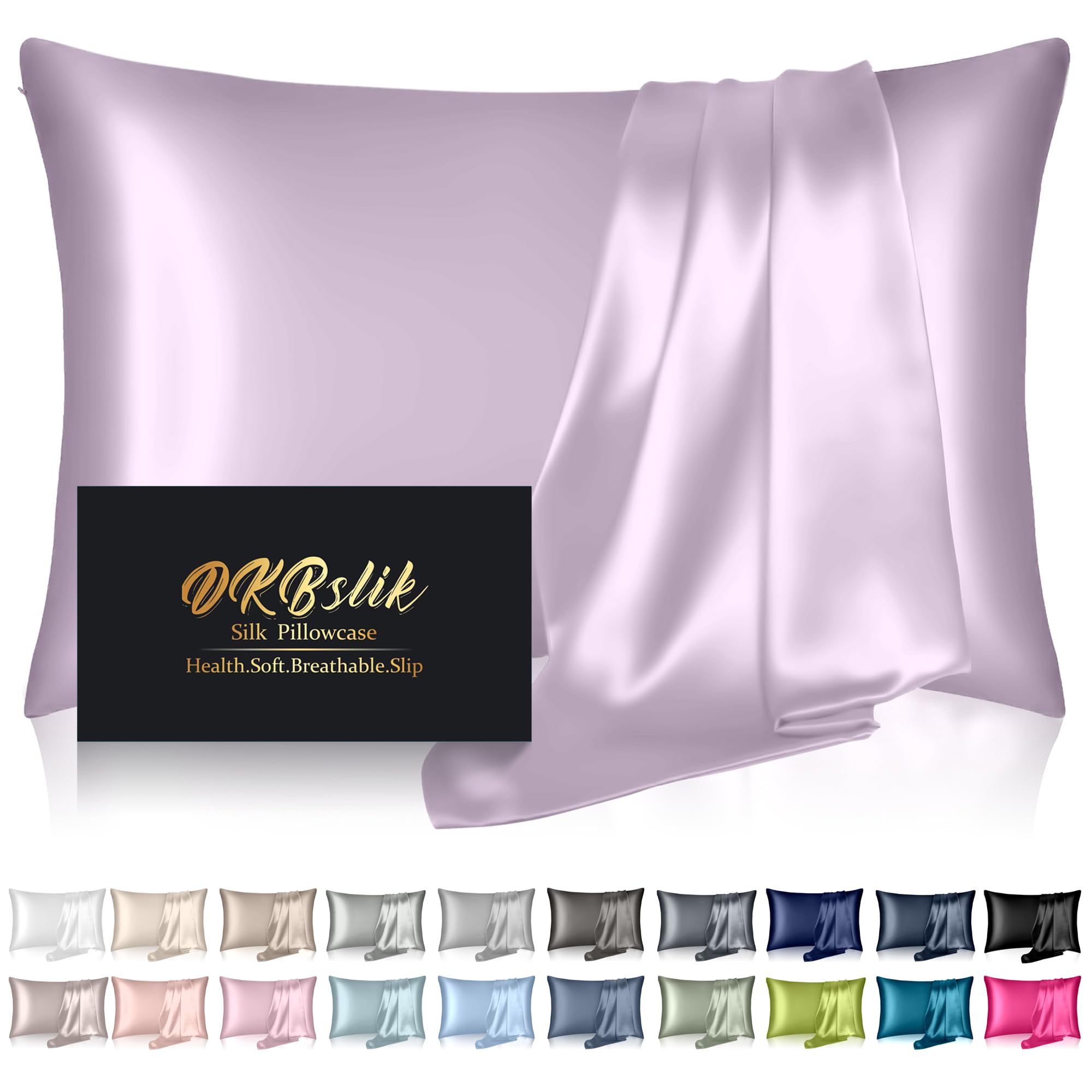 Mulberry Silk Pillowcase for Hair and Skin, Health Soft Anti Acne Cooling Beauty Sleep Natural Silk Satin Pillow Case with Hidden Zipper for Gift