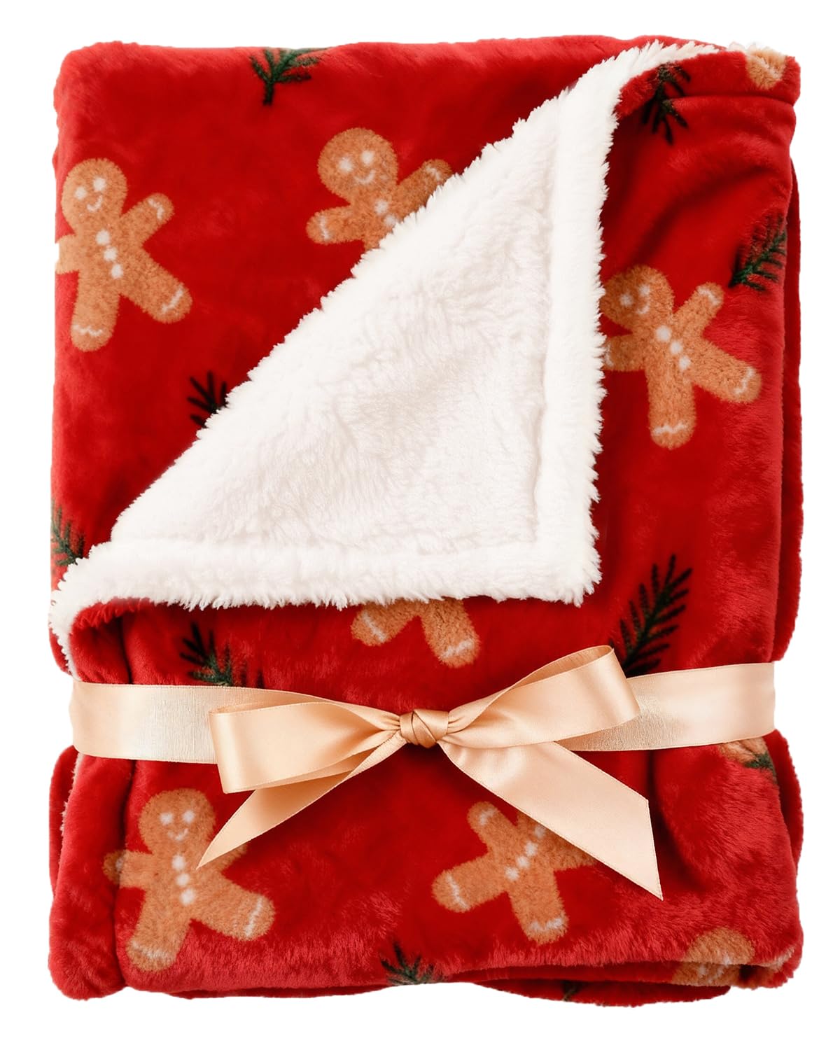 Reversible Christmas Sherpa Fleece Throw Blanket
