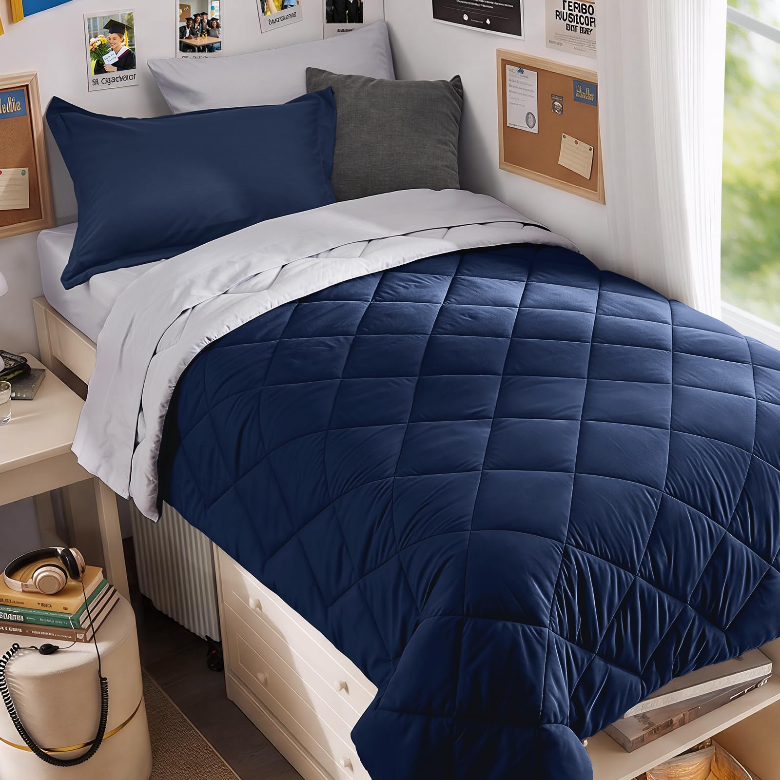 MUXHOMO Reversible 7-Piece All-Season Comforter Set